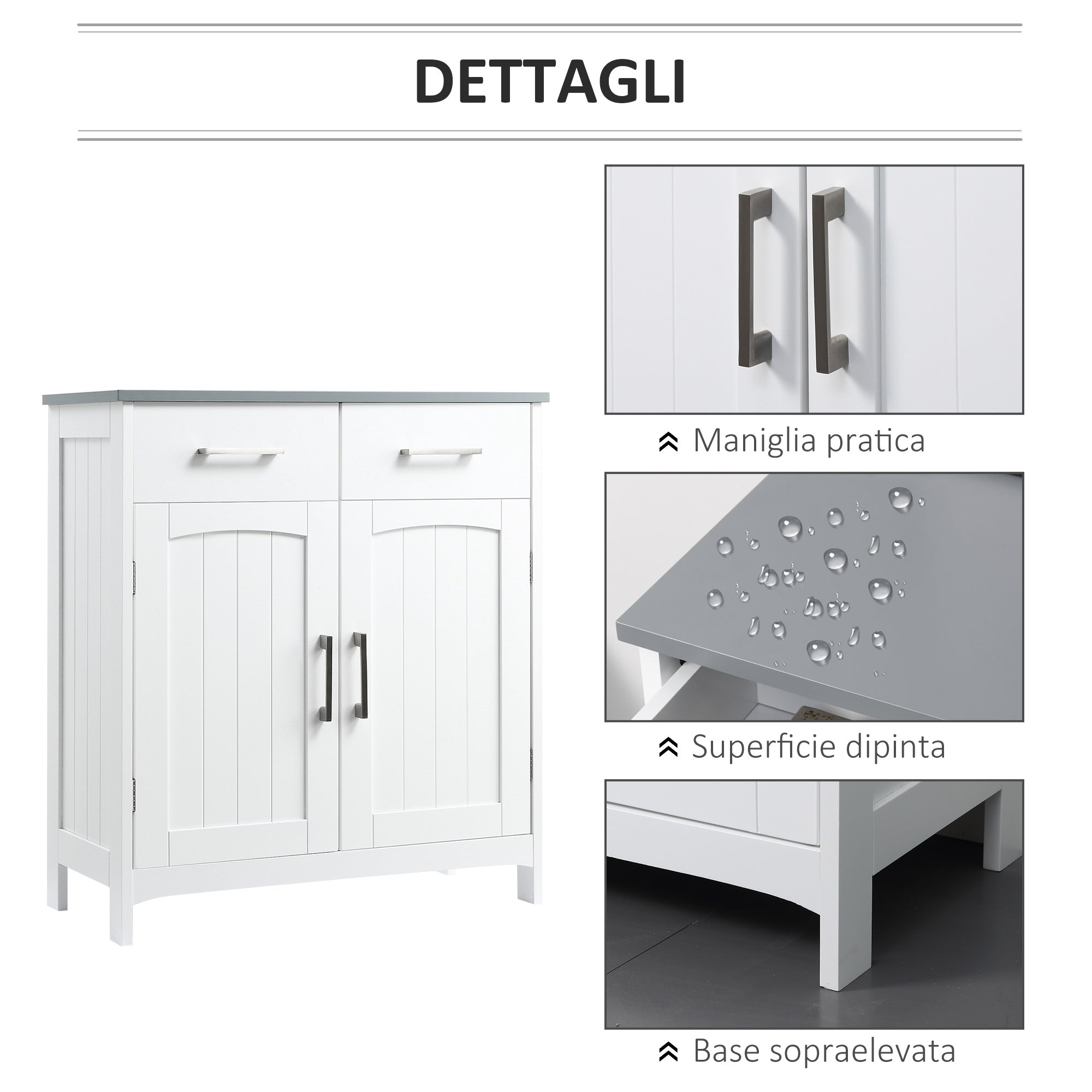 EasyComfort badkamerkast met 2 deuren en 2 lades, MDF, 68x33x76 cm