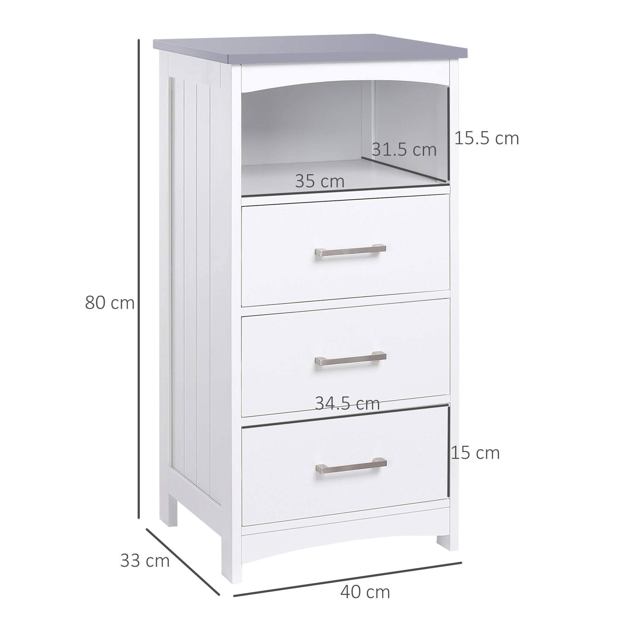 EasyComfort badkamerkast 40x33x80 cm wit met 3 lades