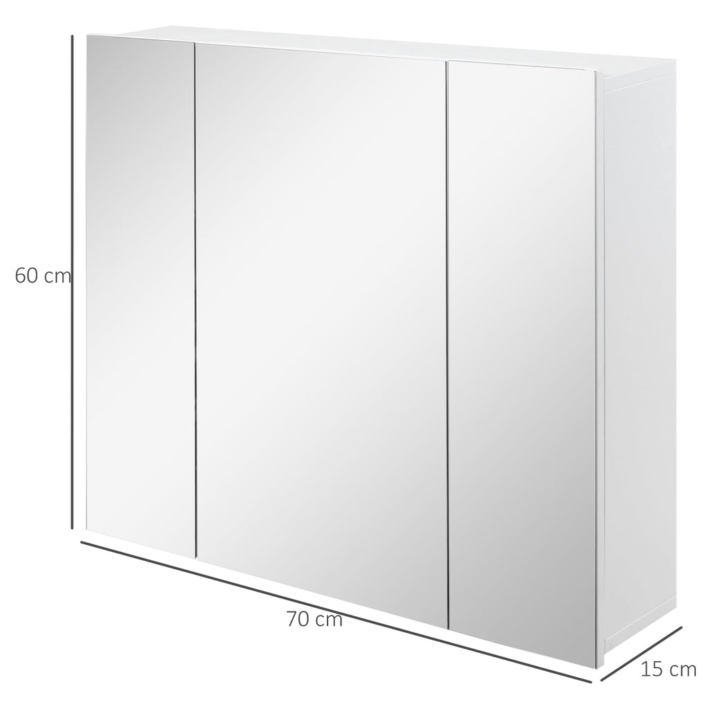 EasyComfort badkamerkast met 3 spiegeldeuren 70x15x60 cm wit
