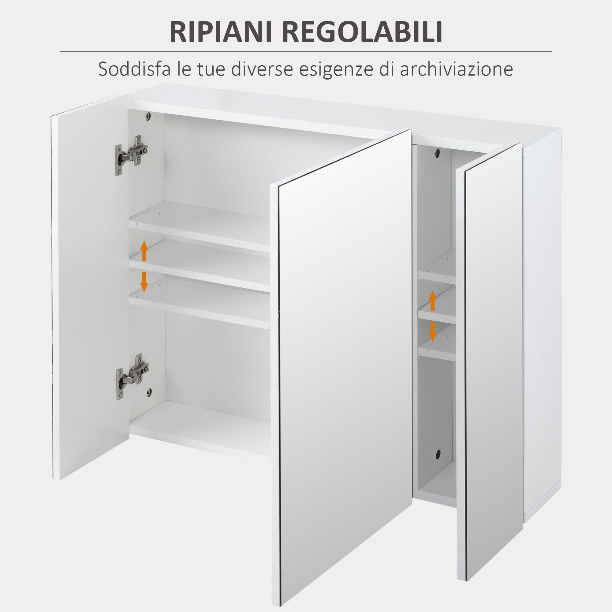EasyComfort badkamerkast met 3 spiegeldeuren 70x15x60 cm wit
