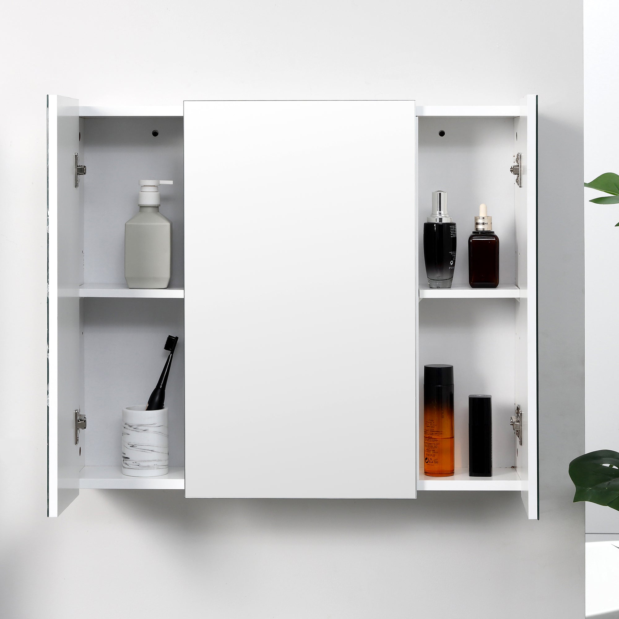 EasyComfort badkamerkast met 3 spiegeldeuren 70x15x60 cm wit