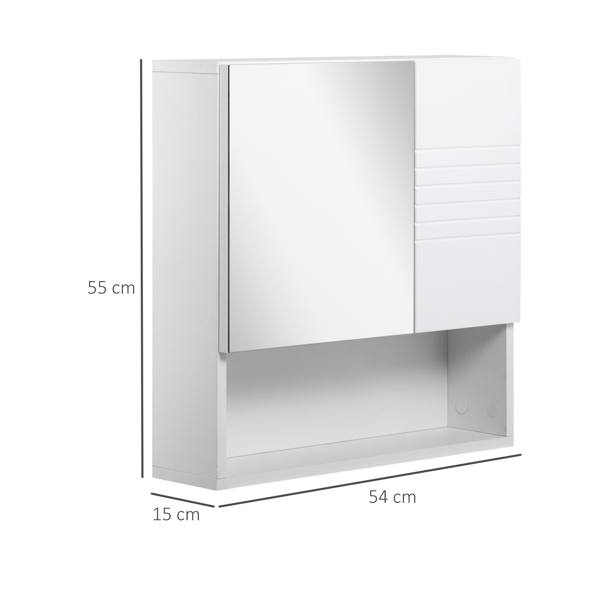 EasyComfort Armadietto Specchiera Bagno, Mobiletto Bagno Pensile with Fissaggio a Muro, 54x15x55cm, white