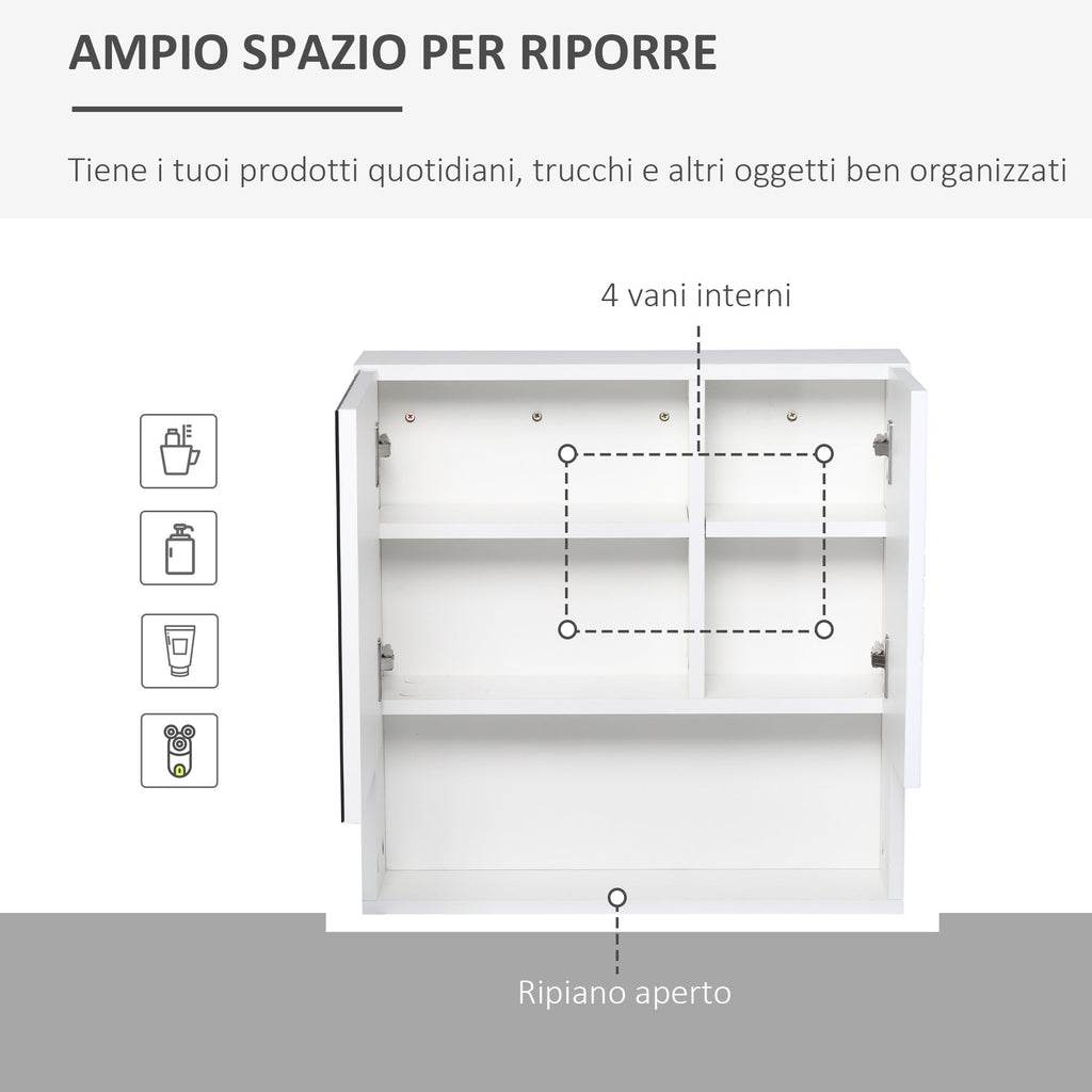 EasyComfort Armadietto Specchiera Bagno, Mobiletto Bagno Pensile with Fissaggio a Muro, 54x15x55cm, white