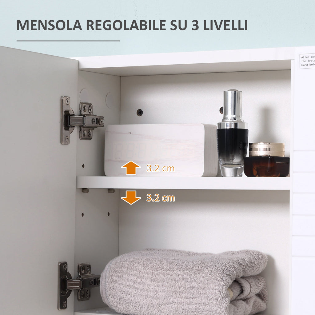 EasyComfort Armadietto Specchiera Bagno, Mobiletto Bagno Pensile with Fissaggio a Muro, 54x15x55cm, white