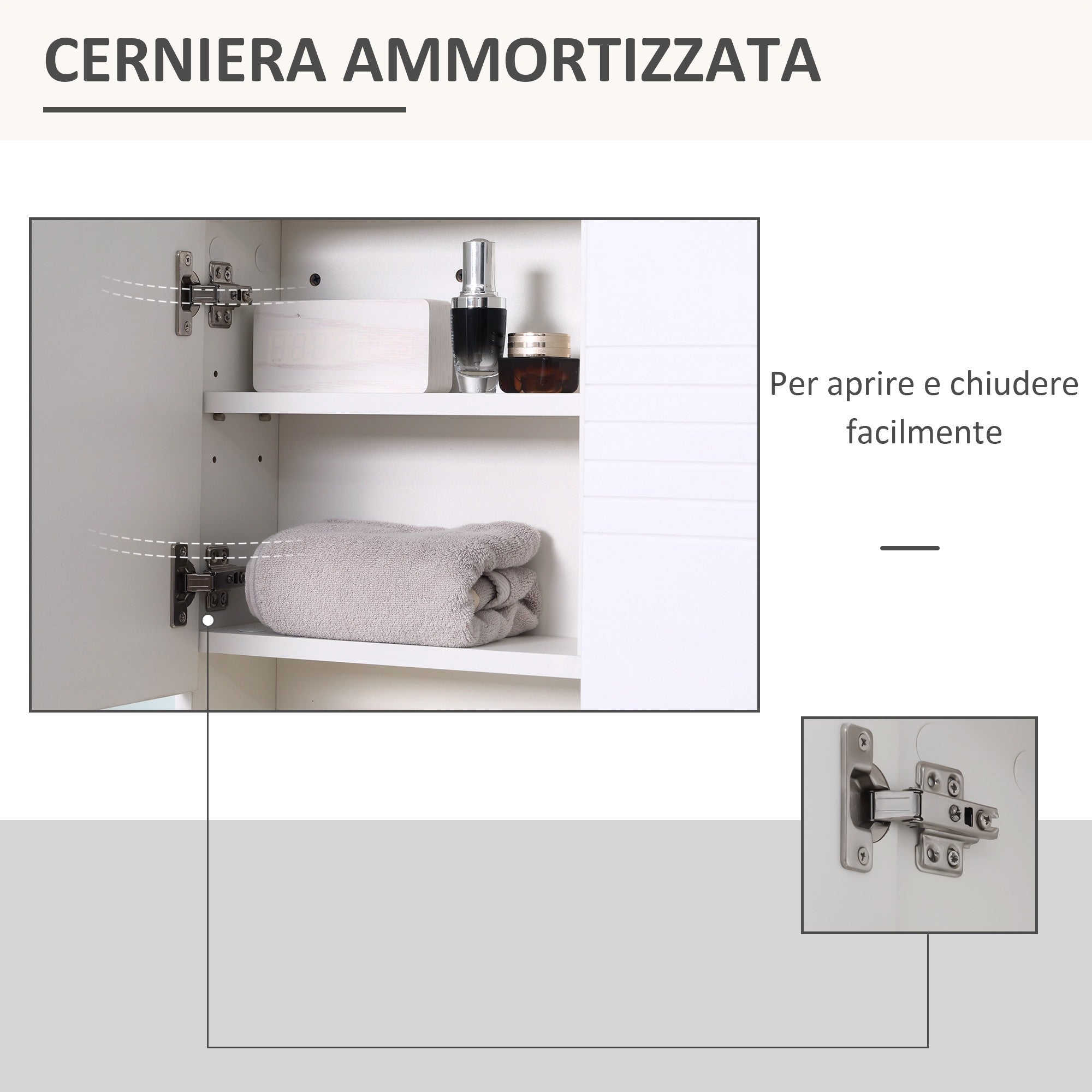 EasyComfort Armadietto Specchiera Bagno, Mobiletto Bagno Pensile with Fissaggio a Muro, 54x15x55cm, white