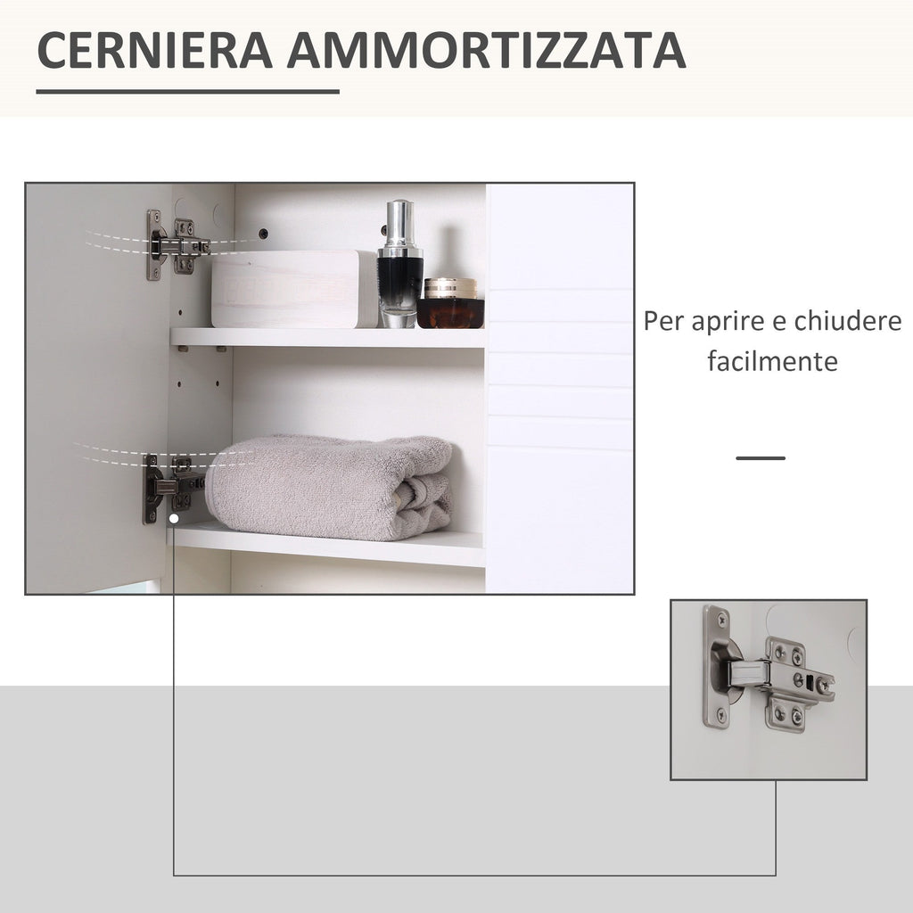 EasyComfort Armadietto Specchiera Bagno, Mobiletto Bagno Pensile with Fissaggio a Muro, 54x15x55cm, white