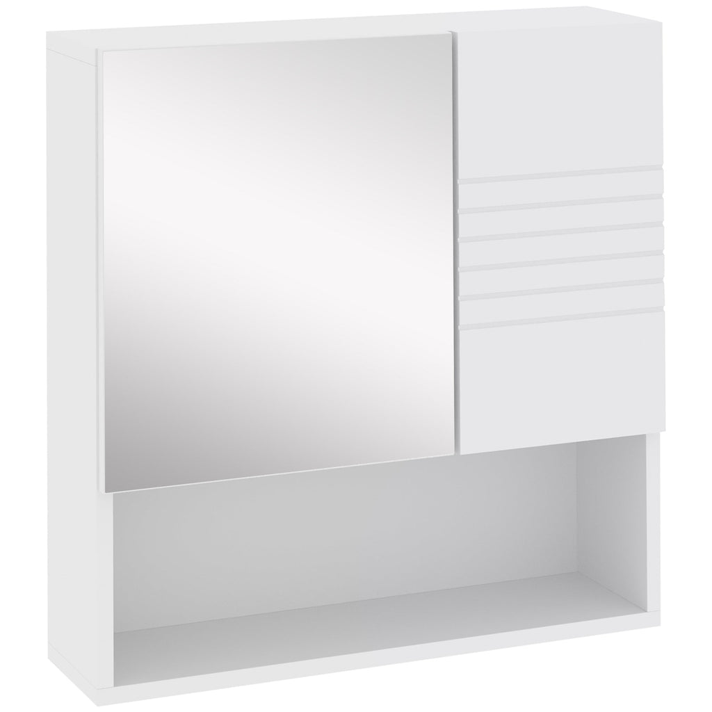 EasyComfort Armadietto Specchiera Bagno, Mobiletto Bagno Pensile with Fissaggio a Muro, 54x15x55cm, white