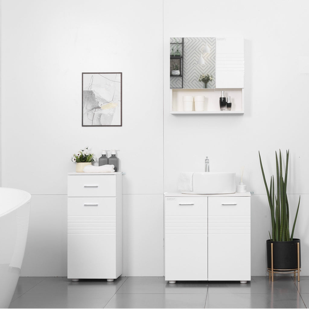 Easycomfort Mobile Bagno in Legno with Cassetto e Armadietto 1 Anta with Mensole, 35x30x77.5cm