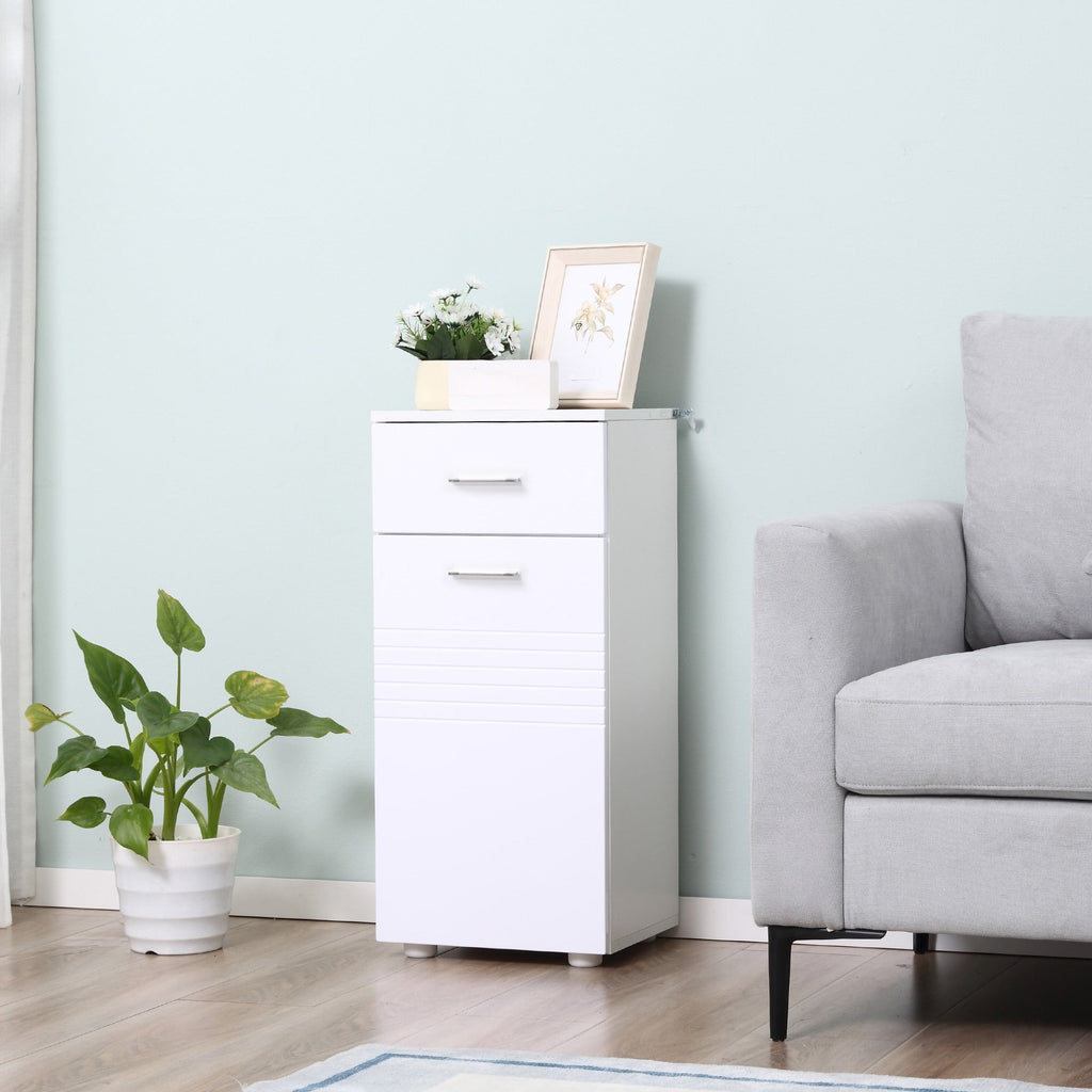 Easycomfort Mobile Bagno in Legno with Cassetto e Armadietto 1 Anta with Mensole, 35x30x77.5cm