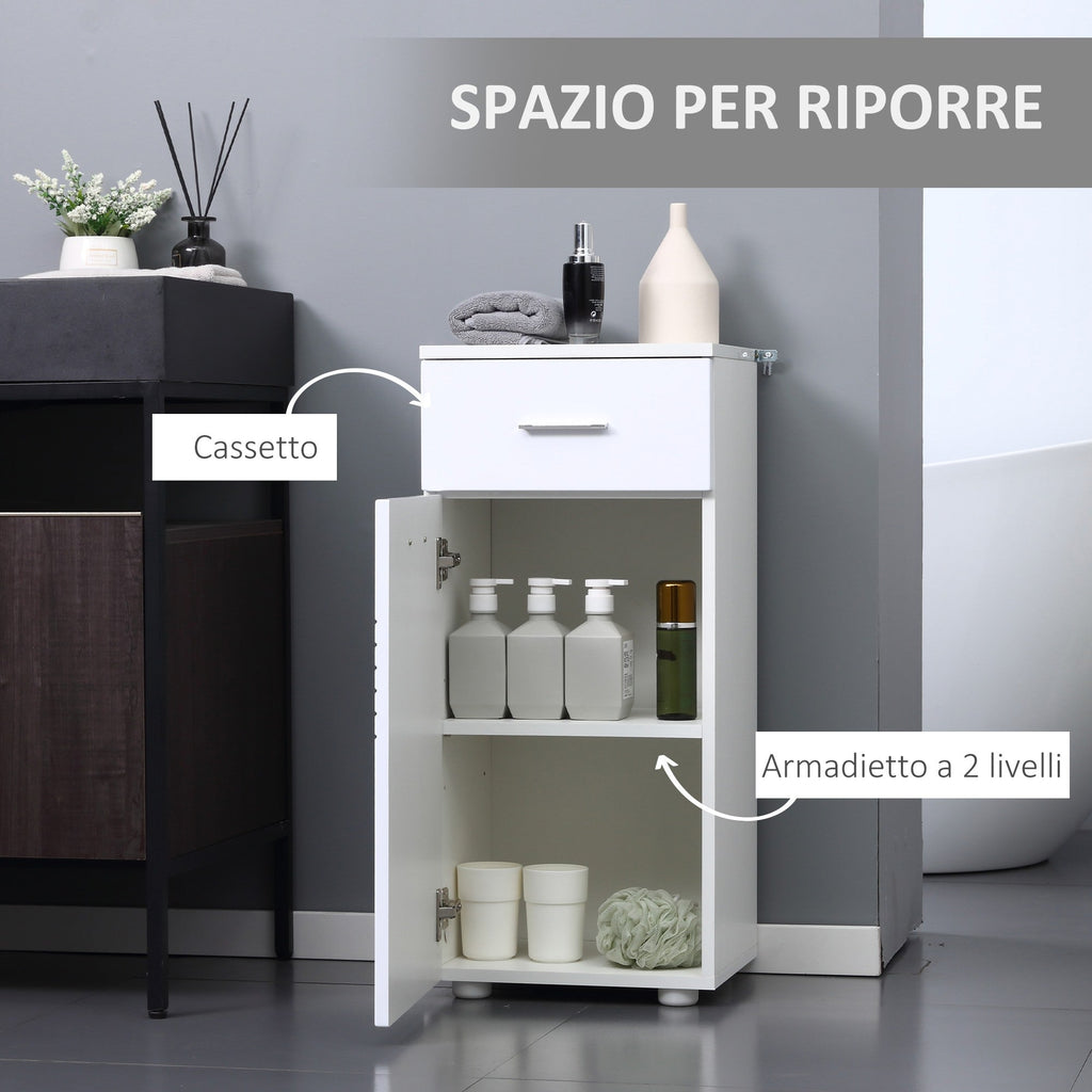 Easycomfort Mobile Bagno in Legno with Cassetto e Armadietto 1 Anta with Mensole, 35x30x77.5cm