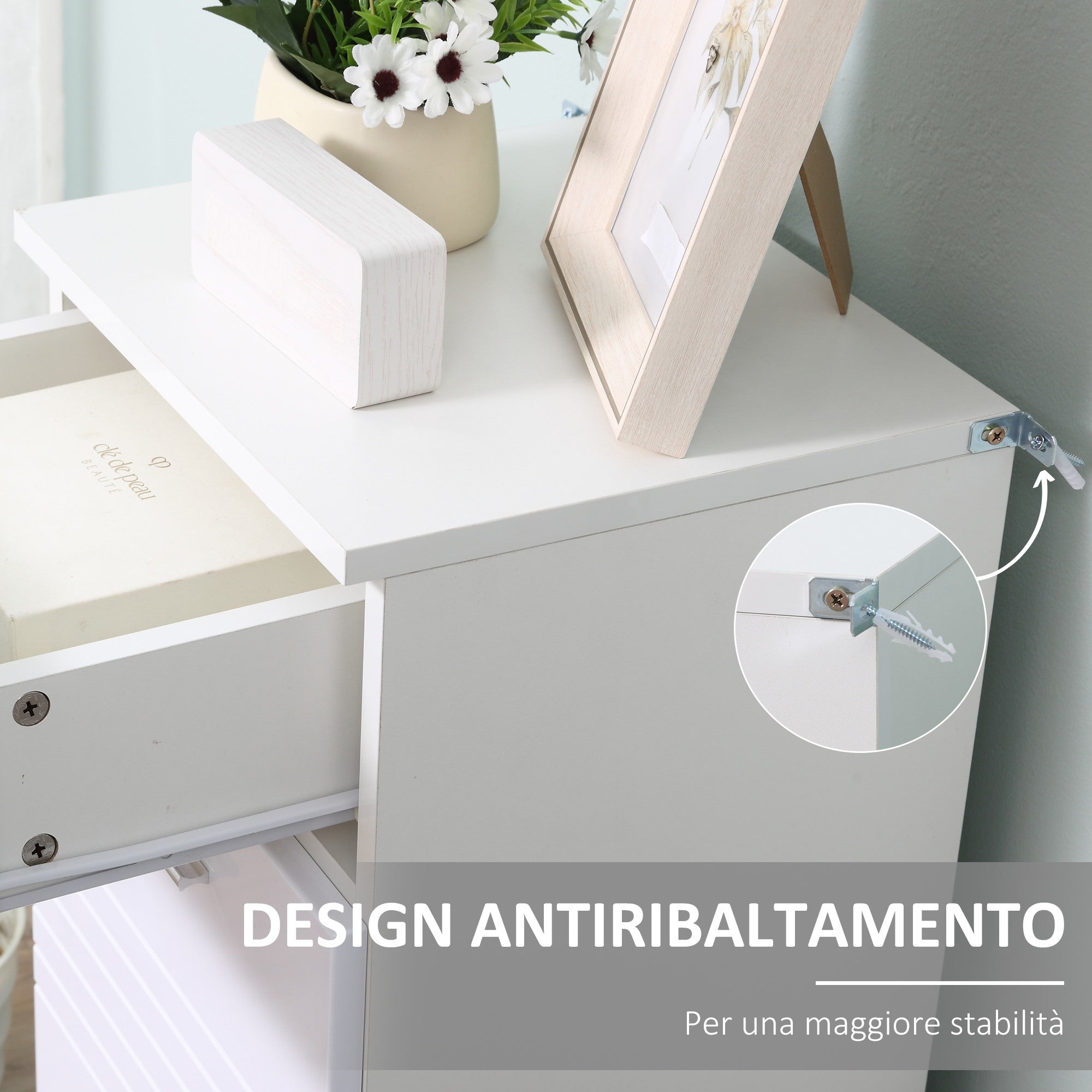 Easycomfort Mobile Bagno in Legno with Cassetto e Armadietto 1 Anta with Mensole, 35x30x77.5cm
