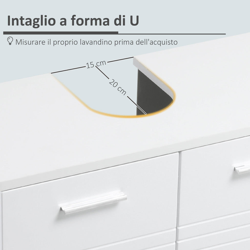 Easycomfort Mobile Sottolavabo per Bagno a 2 Ante, Armadietto Salvaspazio per Lavandino in Legno with Mensola Regolabile, white