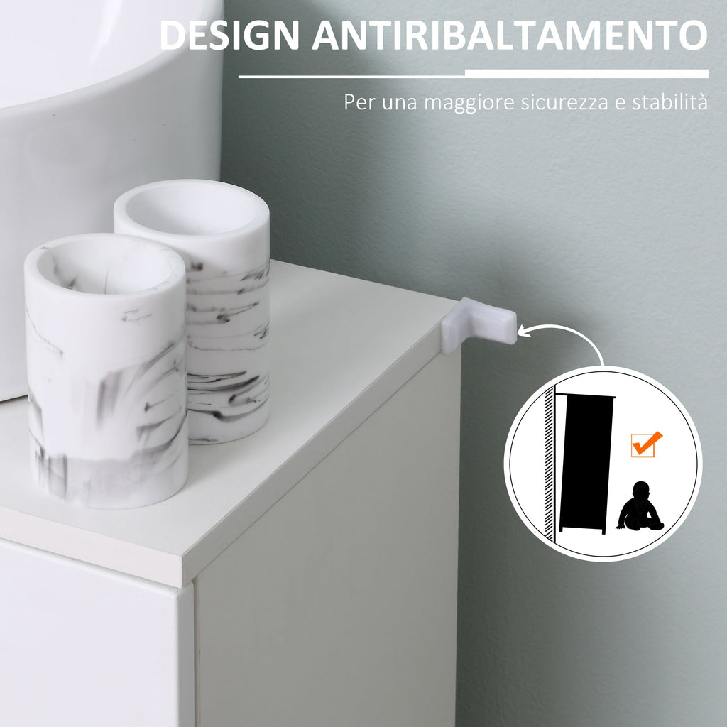 Easycomfort Mobile Sottolavabo per Bagno a 2 Ante, Armadietto Salvaspazio per Lavandino in Legno with Mensola Regolabile, white