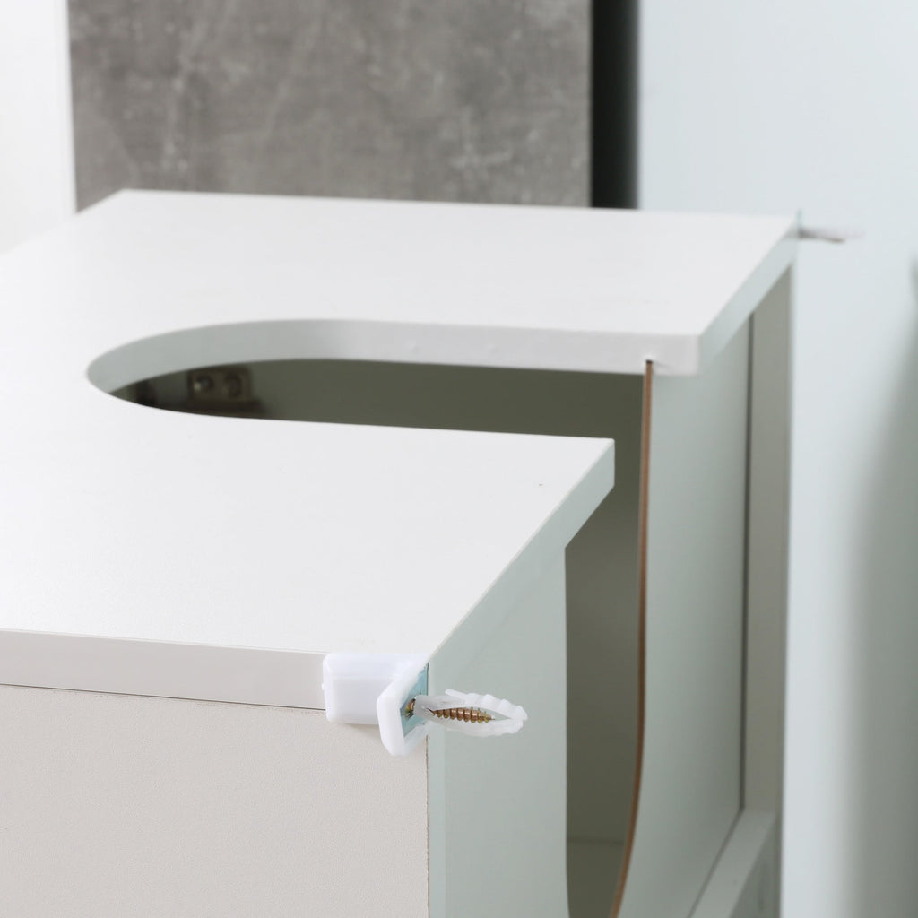 Easycomfort Mobile Sottolavabo per Bagno a 2 Ante, Armadietto Salvaspazio per Lavandino in Legno with Mensola Regolabile, white