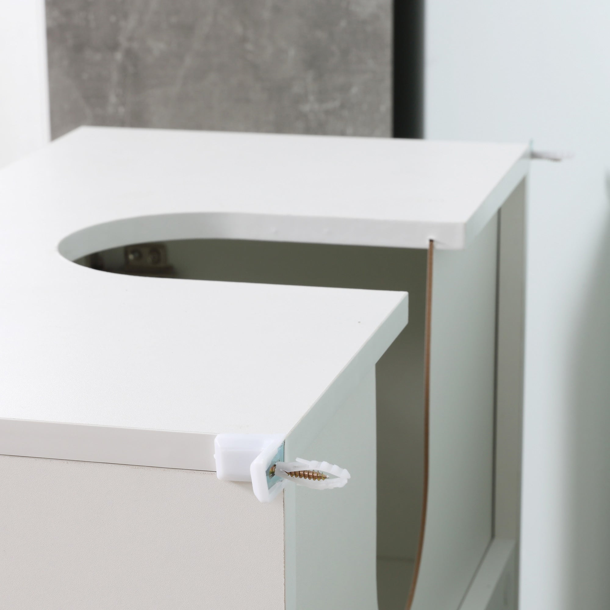 Easycomfort Mobile Sottolavabo per Bagno a 2 Ante, Armadietto Salvaspazio per Lavandino in Legno with Mensola Regolabile, white
