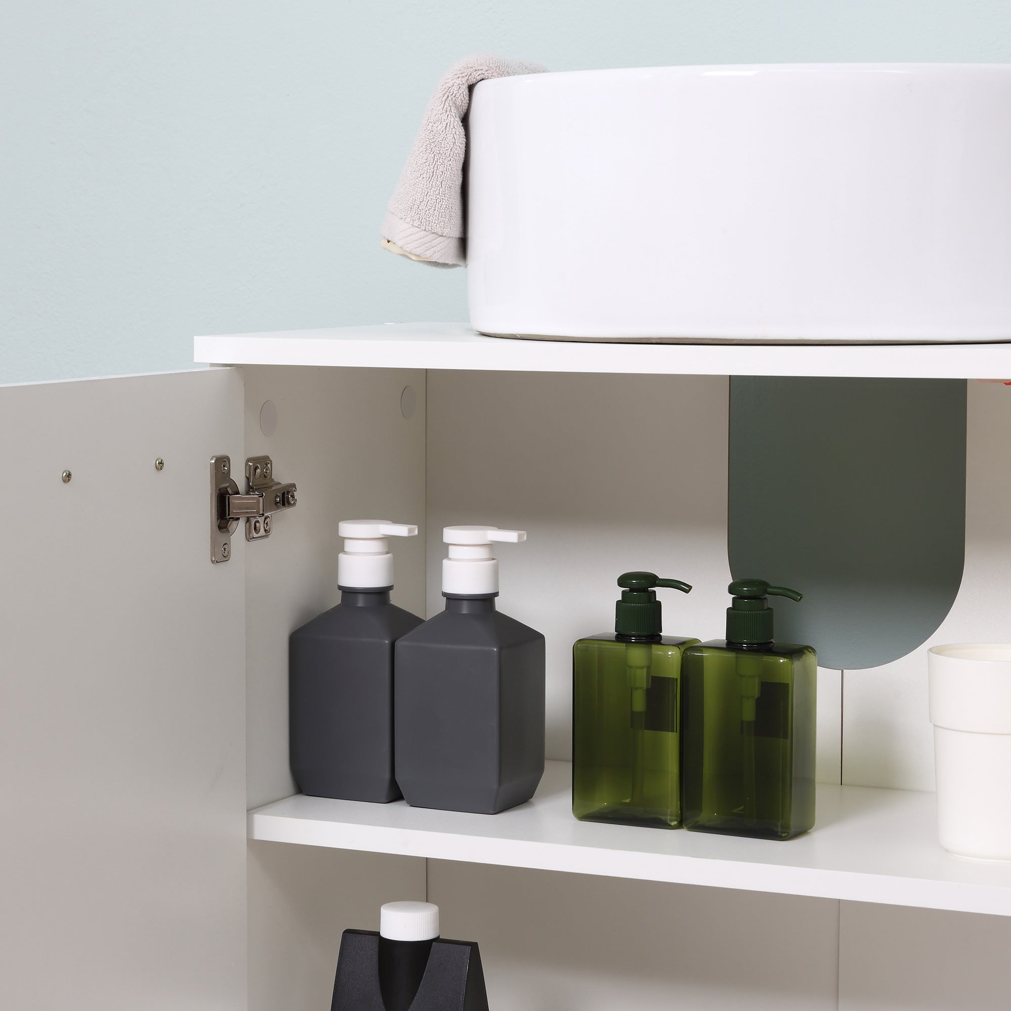 Easycomfort Mobile Sottolavabo per Bagno a 2 Ante, Armadietto Salvaspazio per Lavandino in Legno with Mensola Regolabile, white