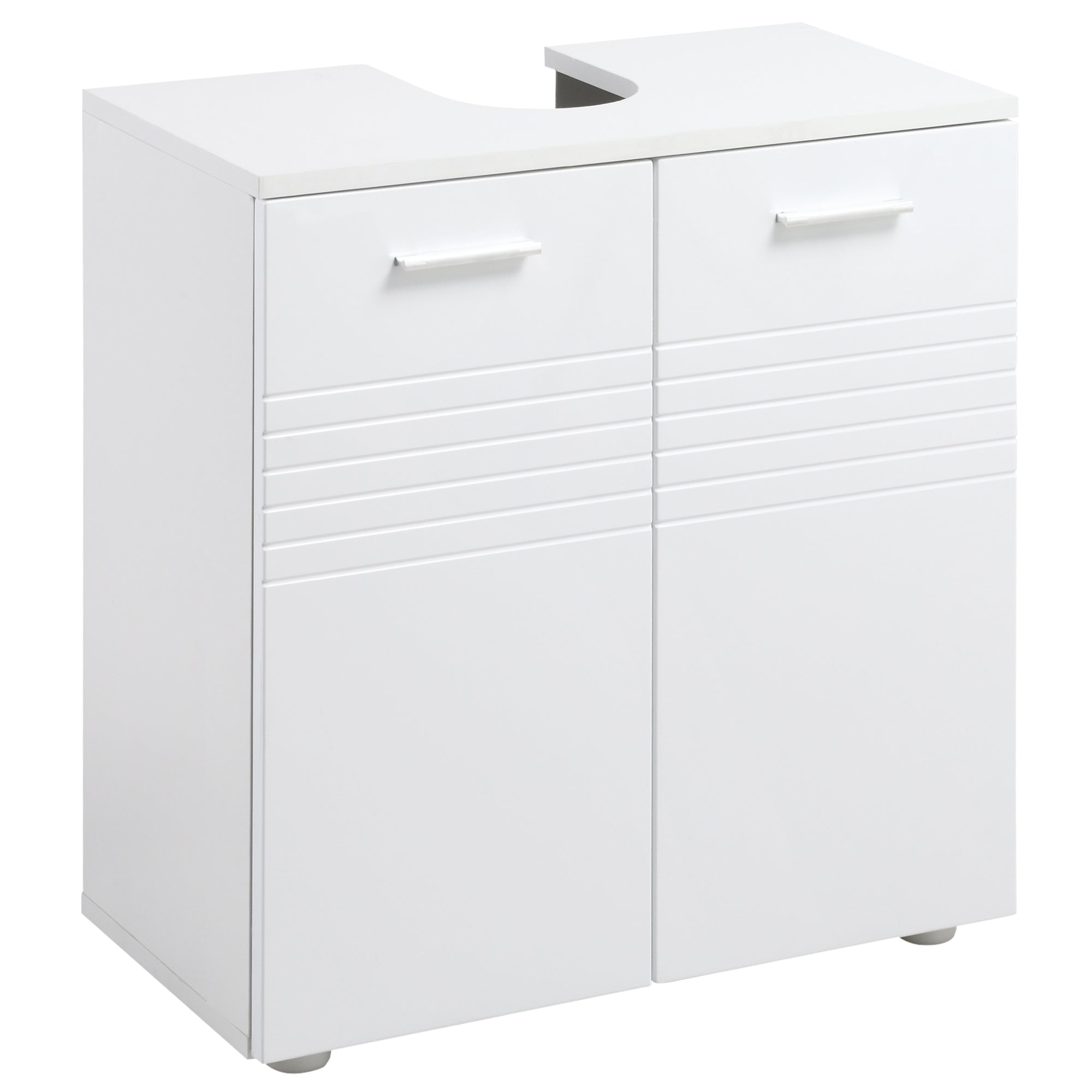 Easycomfort Mobile Sottolavabo per Bagno a 2 Ante, Armadietto Salvaspazio per Lavandino in Legno with Mensola Regolabile, white