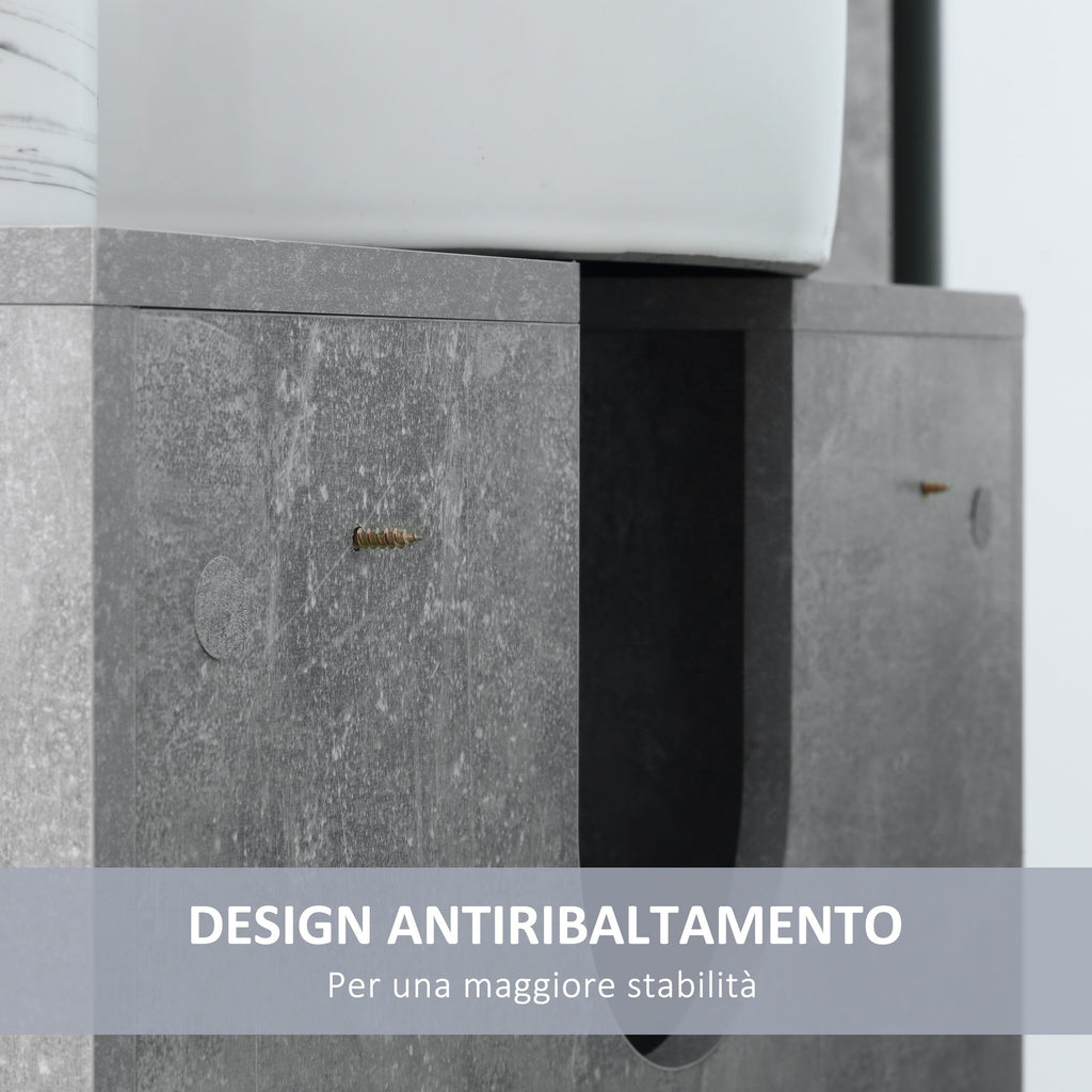 Easycomfort Mobiletto Sottolavandino with Intaglio a U e 6 Ripiani in Legno, 60x30x68cm - white, Grigio