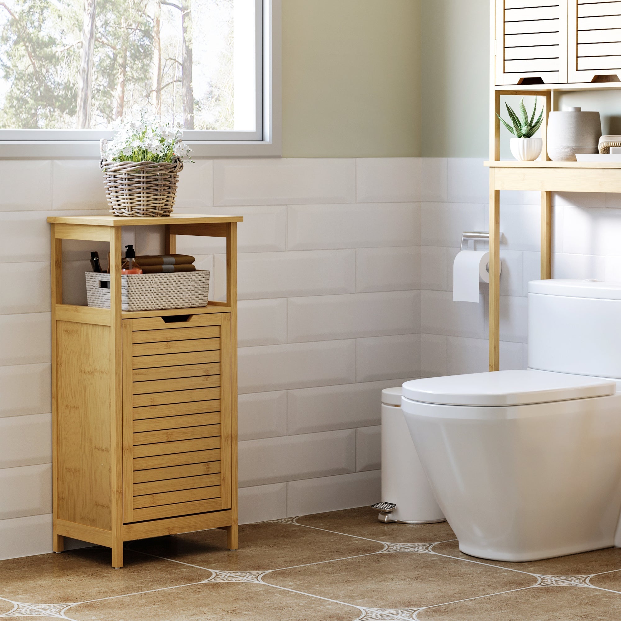 Easycomfort badkamerkast met wasmand 40x30x86.5 cm