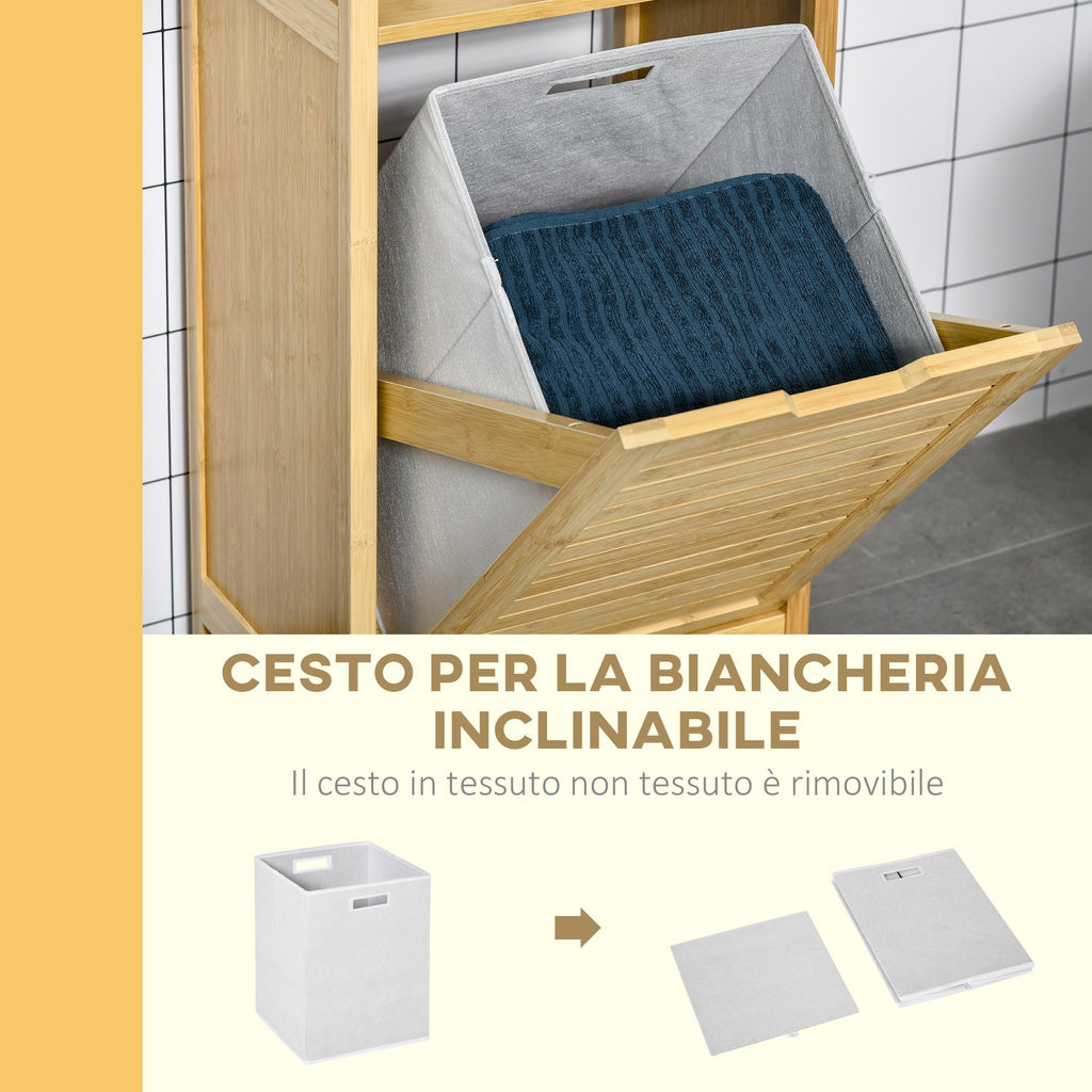 Easycomfort badkamerkast met wasmand 40x30x86.5 cm