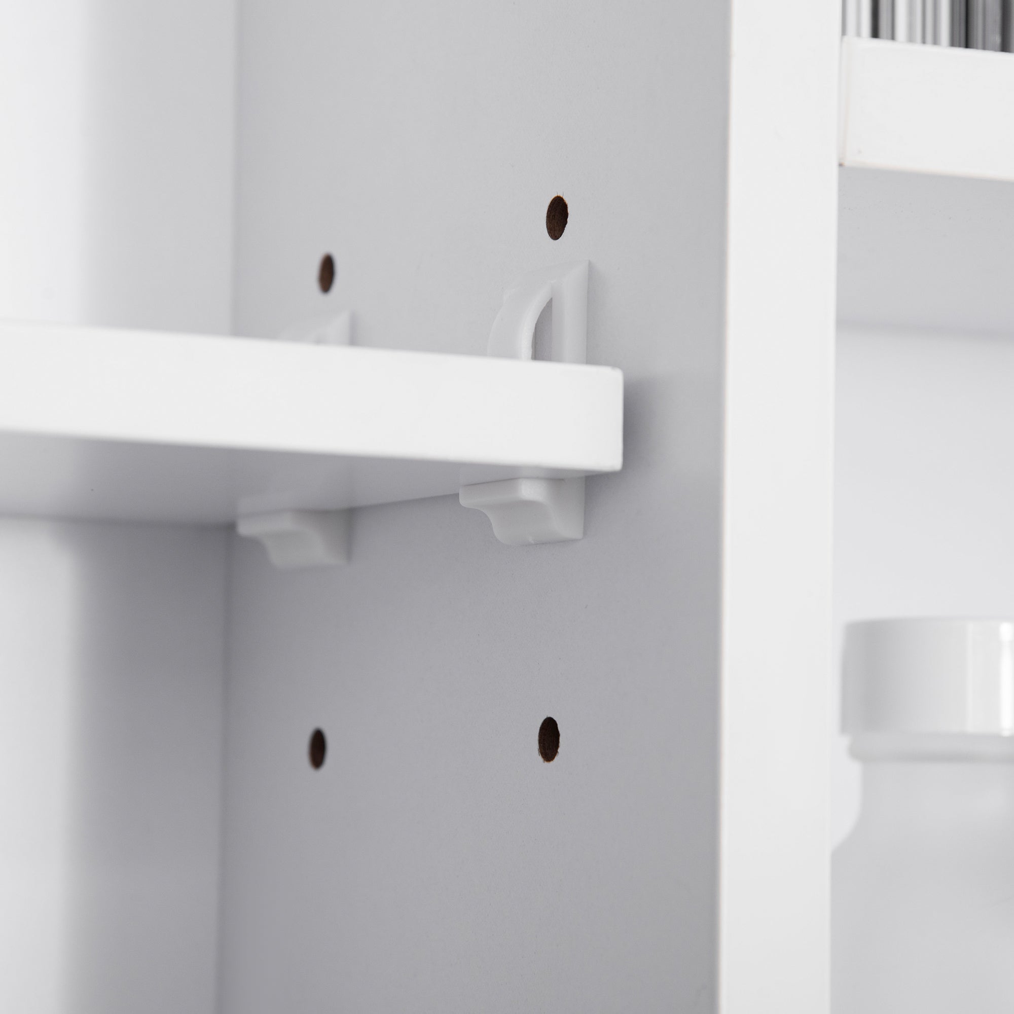 Easycomfort Specchiera Bagno with Mensole Aperte e Armadietto with Anta Specchiata, Mobiletto Bagno Salvaspazio white, 100x15x70cm