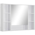 Easycomfort Specchiera Bagno with Mensole Aperte e Armadietto with Anta Specchiata, Mobiletto Bagno Salvaspazio white, 100x15x70cm
