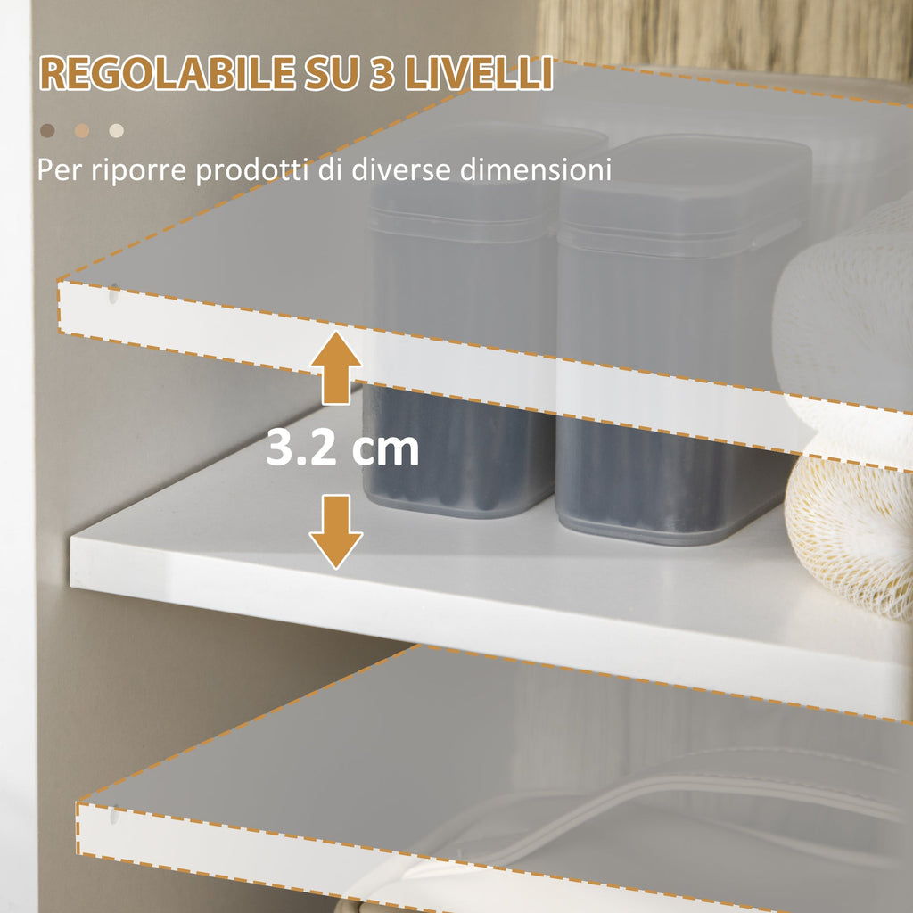 Easycomfort Mobile Bagno with Ripiano Aperto e Armadietto with Anta in Legno, 31.5x30x91cm, Quercia e white