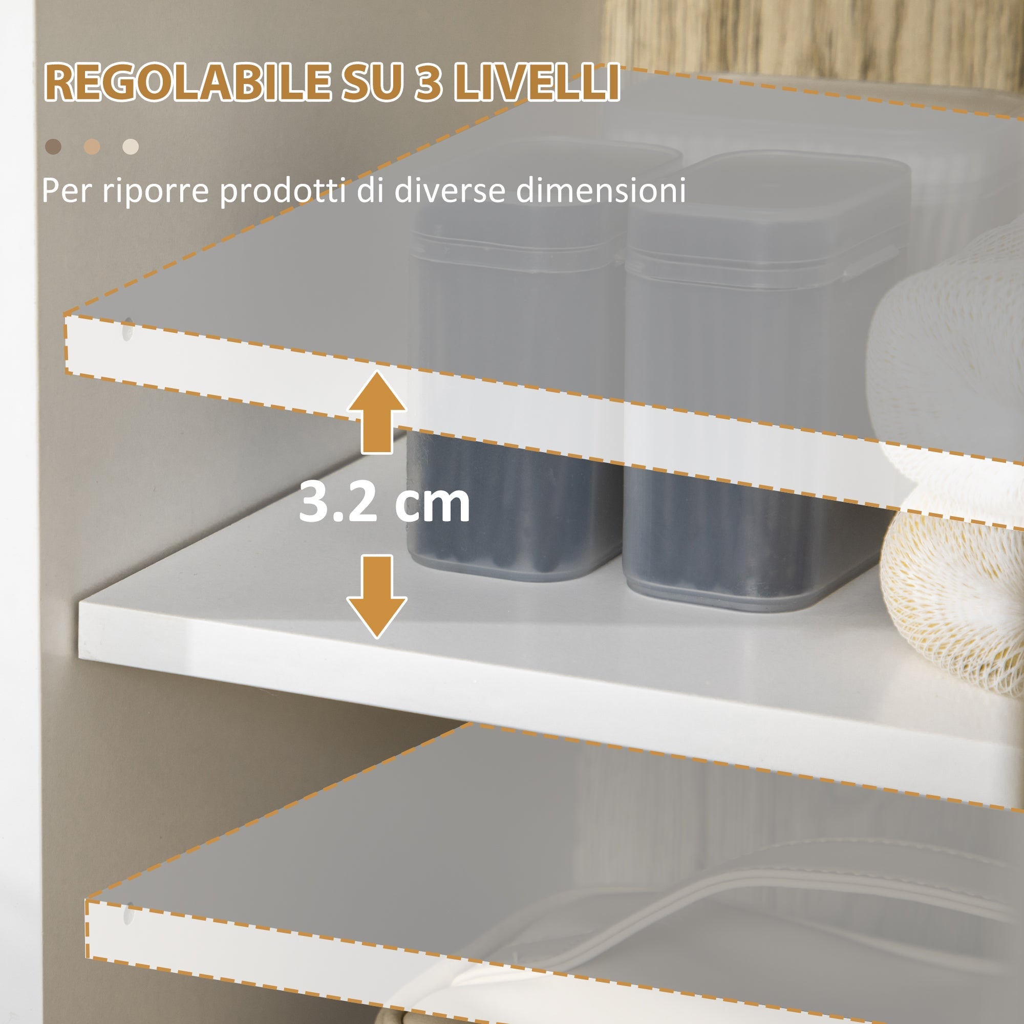 Easycomfort Mobile Bagno with Ripiano Aperto e Armadietto with Anta in Legno, 31.5x30x91cm, Quercia e white
