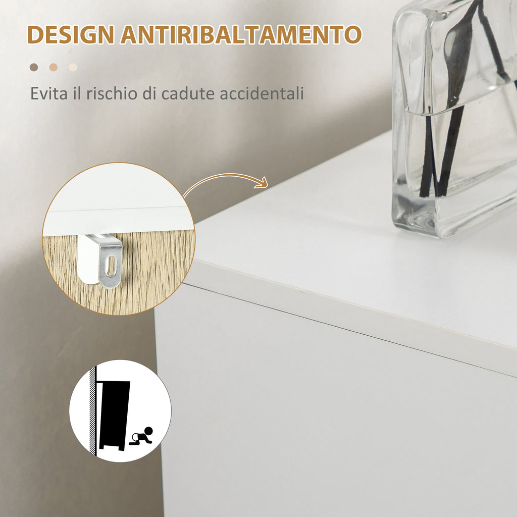 Easycomfort Mobile Bagno with Ripiano Aperto e Armadietto with Anta in Legno, 31.5x30x91cm, Quercia e white