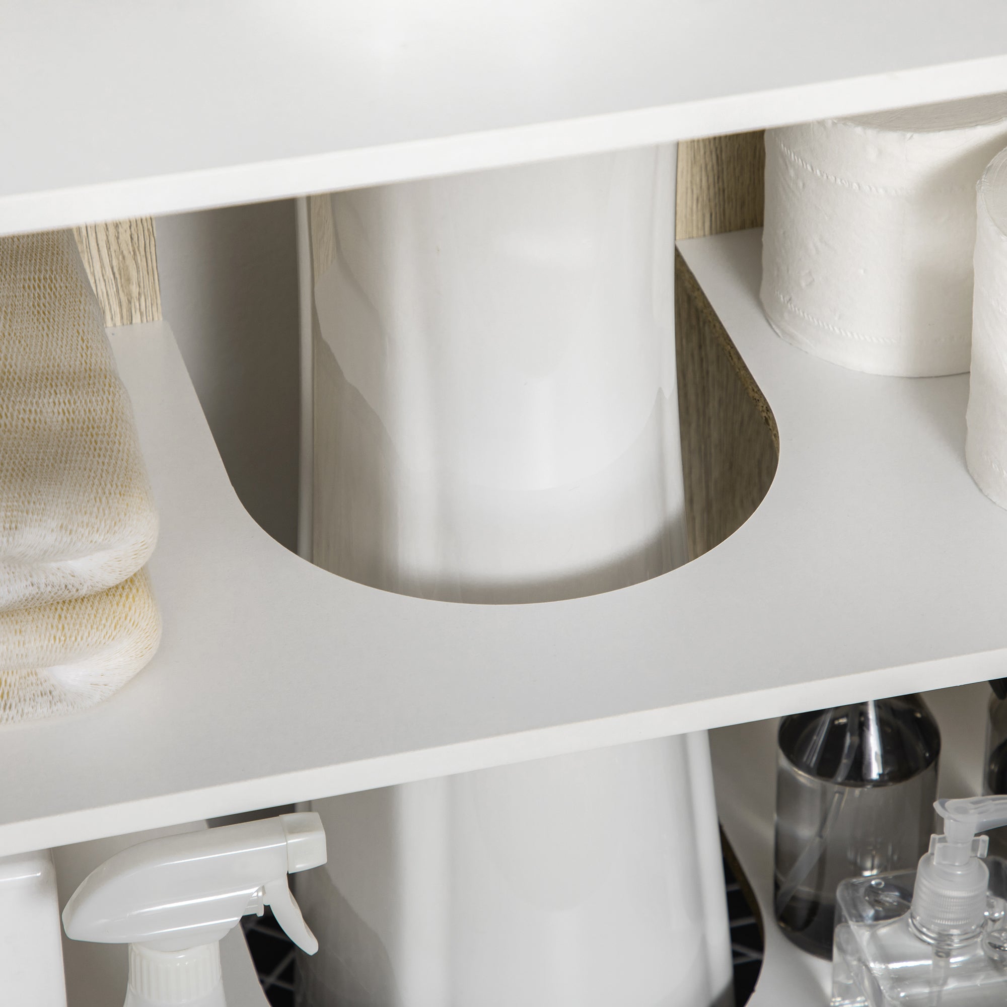 Easycomfort Mobile Bagno Sotto Lavabo a 2 Ante with Ripiano Interno in Truciolato e Acciaio, 60x30x60 cm, white e Rovere
