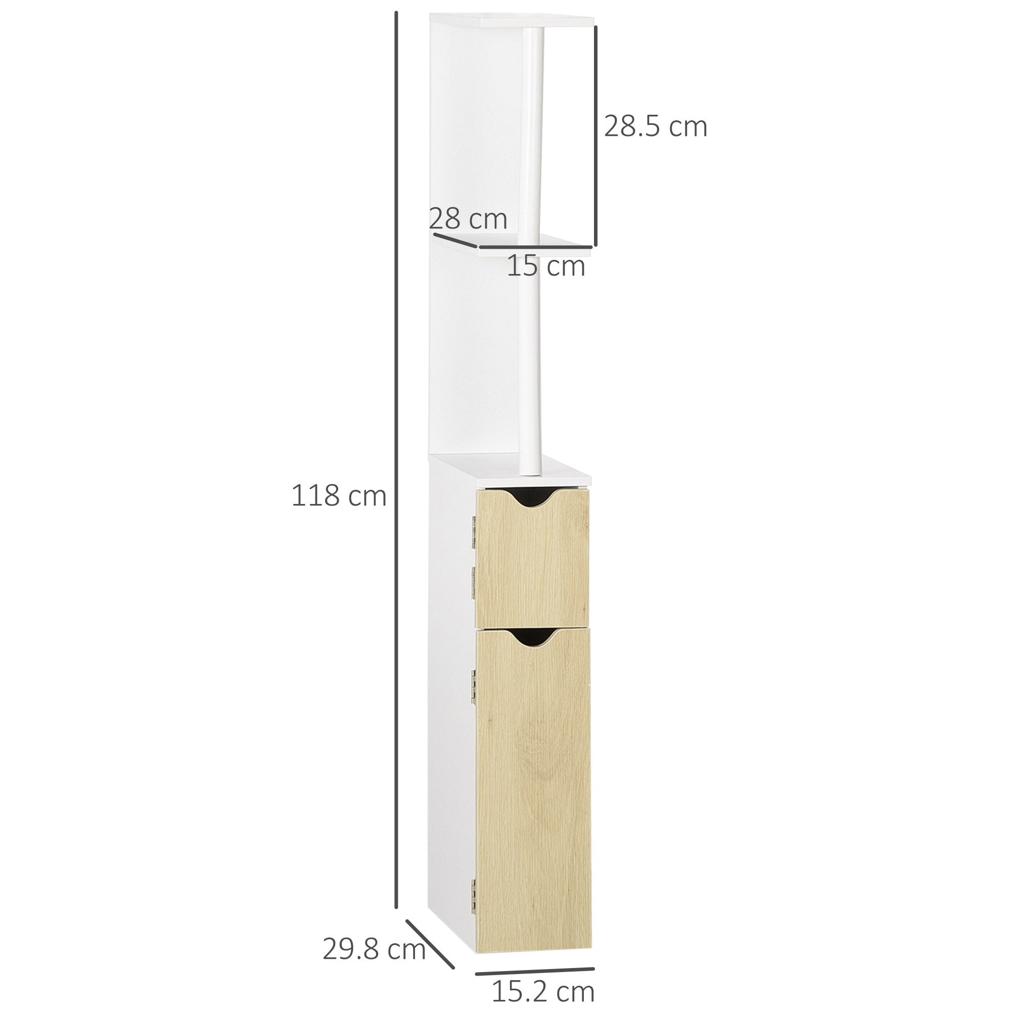 Easycomfort Colonna Bagno with 2 Ripiani e 2 Armadietti, Mobile Alto Salvaspazio 15.2x29.8x118 cm, white e color Legno