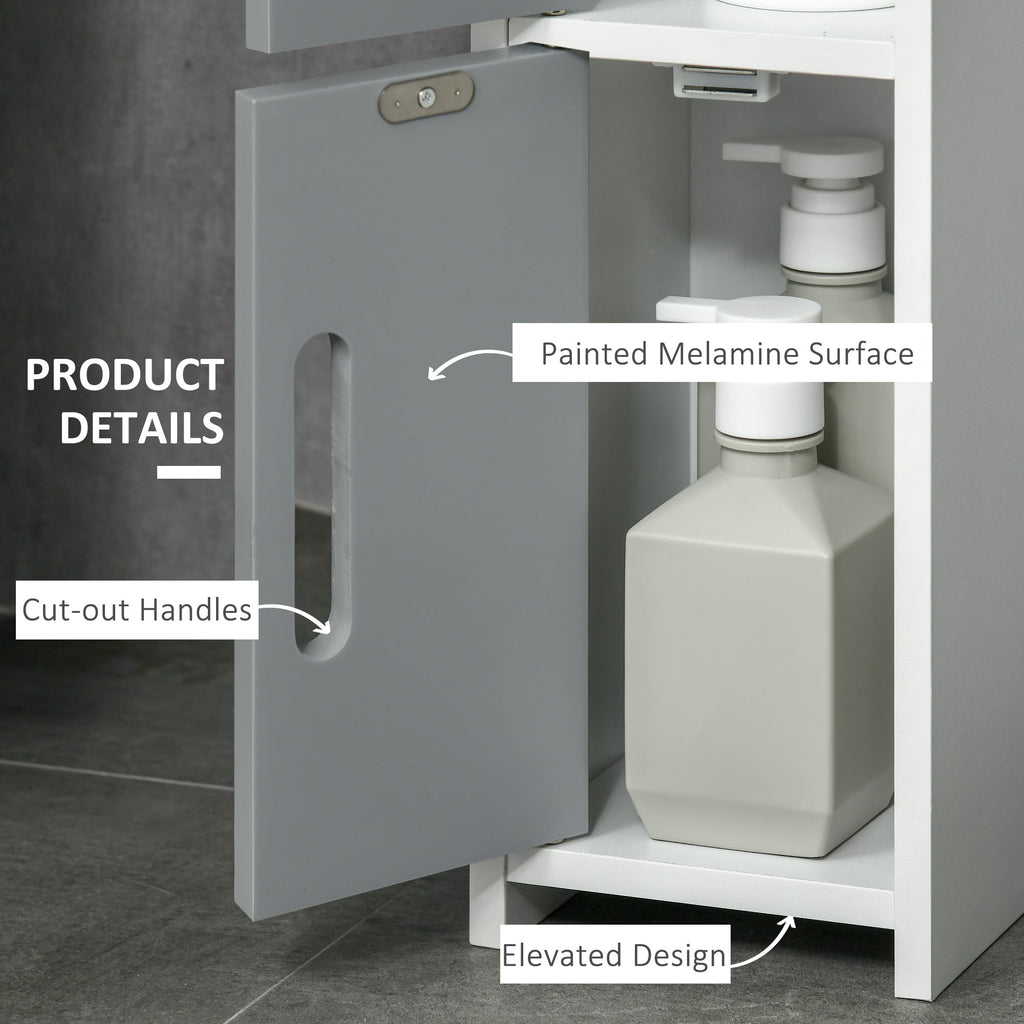 Easycomfort Colonna Bagno with Mensole e Armadietti, Mobile Alto Salvaspazio in Legno 15x17x120cm, white e Grigio