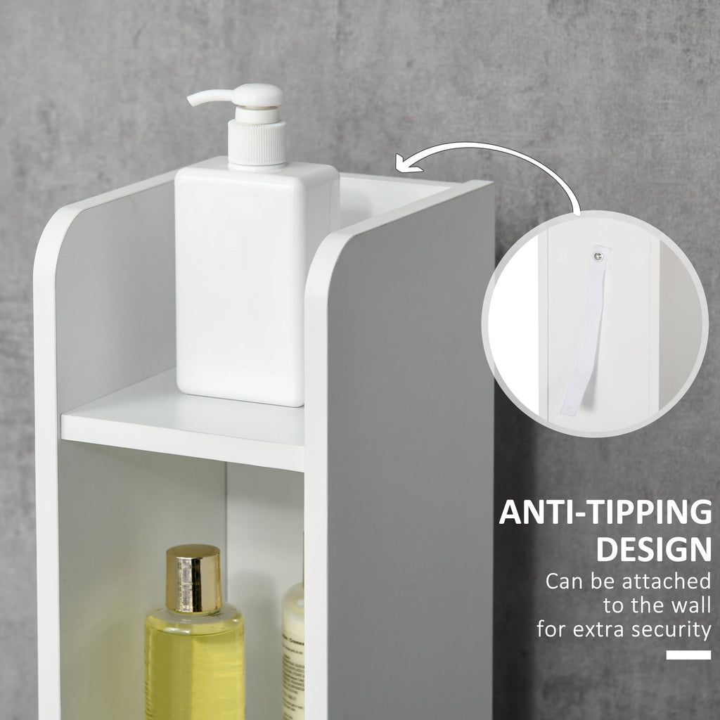 Easycomfort Colonna Bagno with Mensole e Armadietti, Mobile Alto Salvaspazio in Legno 15x17x120cm, white e Grigio