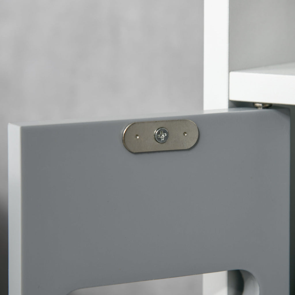 Easycomfort Colonna Bagno with Mensole e Armadietti, Mobile Alto Salvaspazio in Legno 15x17x120cm, white e Grigio