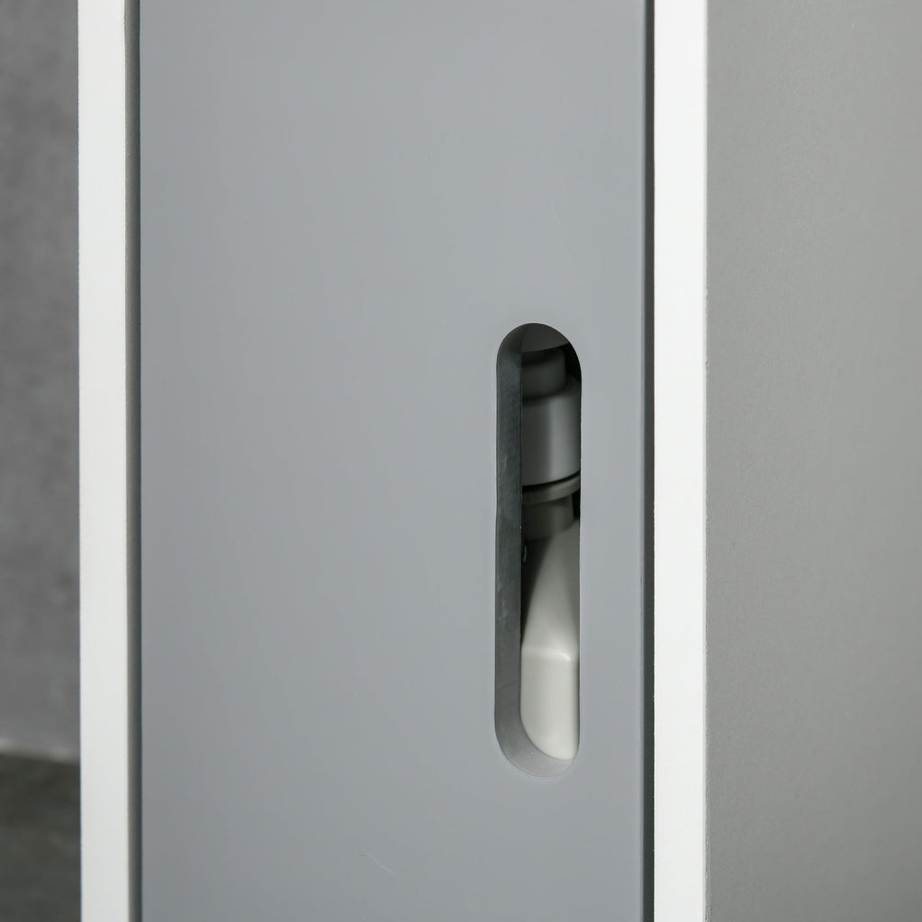 Easycomfort Colonna Bagno with Mensole e Armadietti, Mobile Alto Salvaspazio in Legno 15x17x120cm, white e Grigio