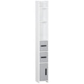 Easycomfort Colonna Bagno with Mensole e Armadietti, Mobile Alto Salvaspazio in Legno 15x17x120cm, white e Grigio