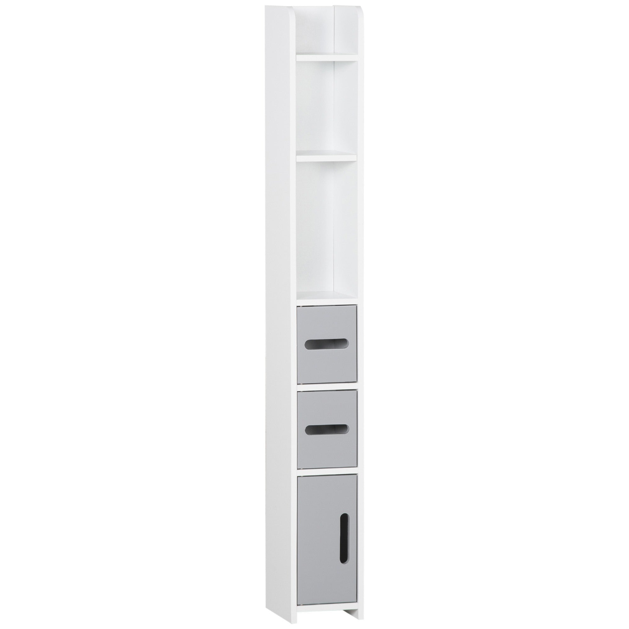 Easycomfort Colonna Bagno with Mensole e Armadietti, Mobile Alto Salvaspazio in Legno 15x17x120cm, white e Grigio