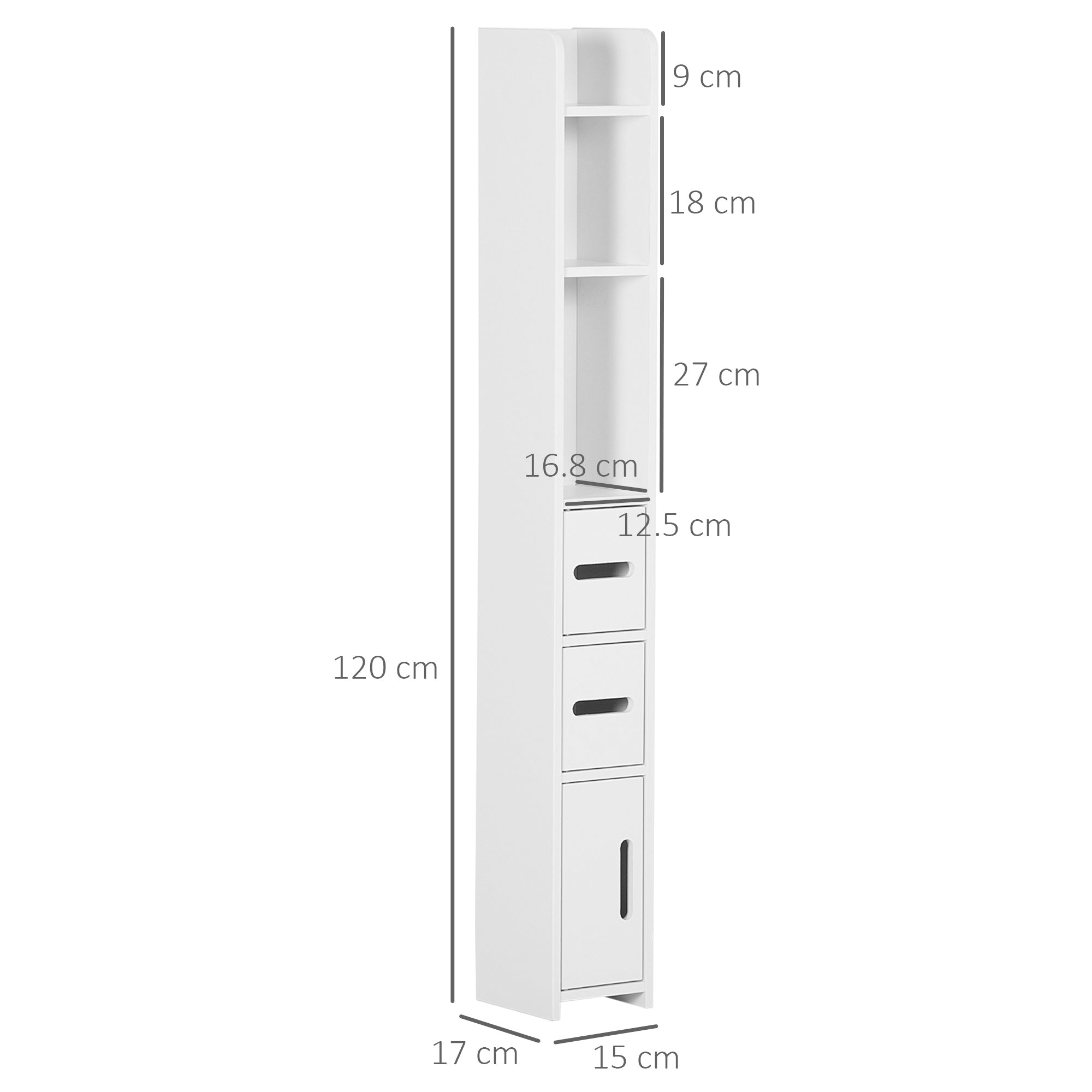 Easycomfort Colonna Bagno with Mensole e Armadietti, Mobile Alto Salvaspazio in Legno 15x17x120cm, white