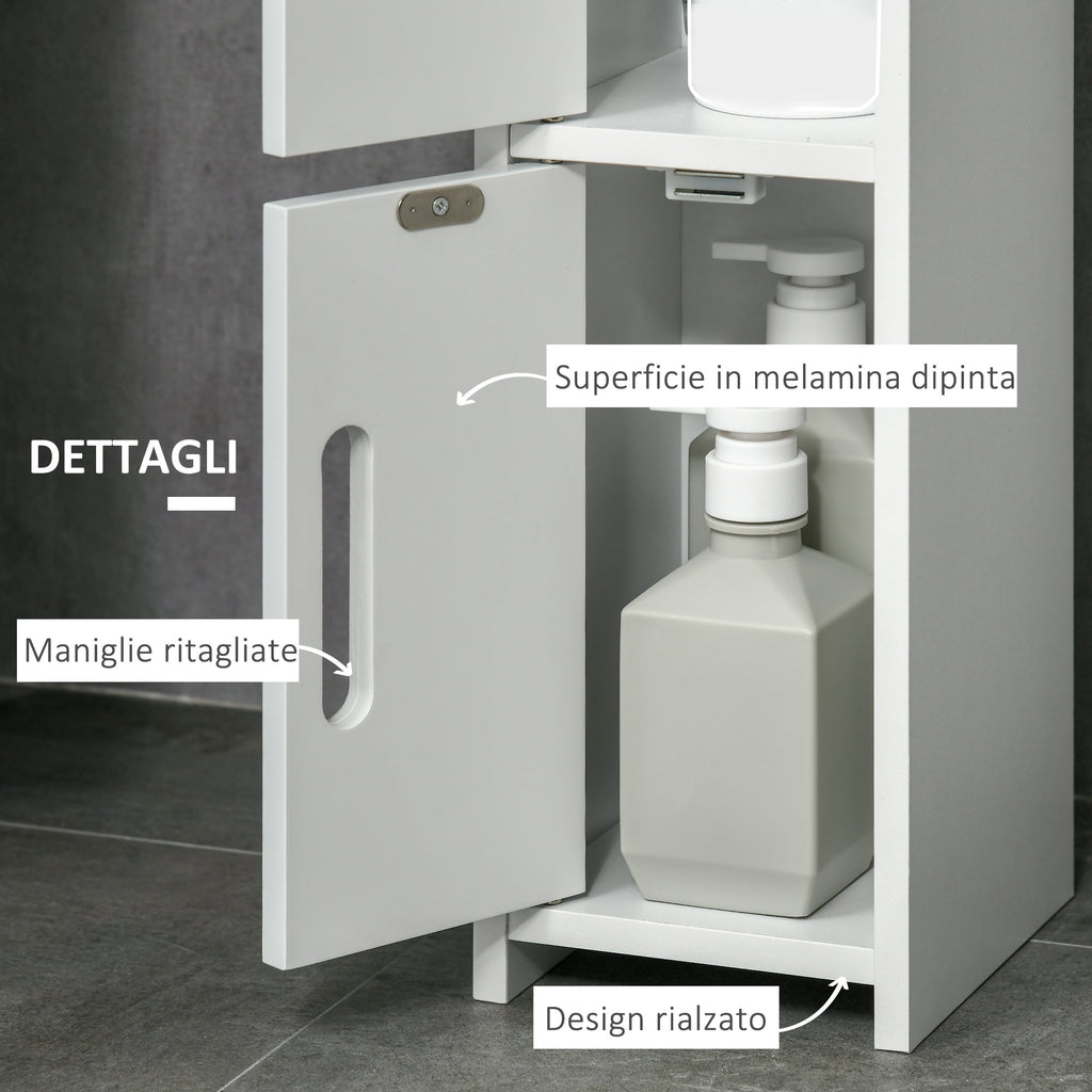 Easycomfort Colonna Bagno with Mensole e Armadietti, Mobile Alto Salvaspazio in Legno 15x17x120cm, white