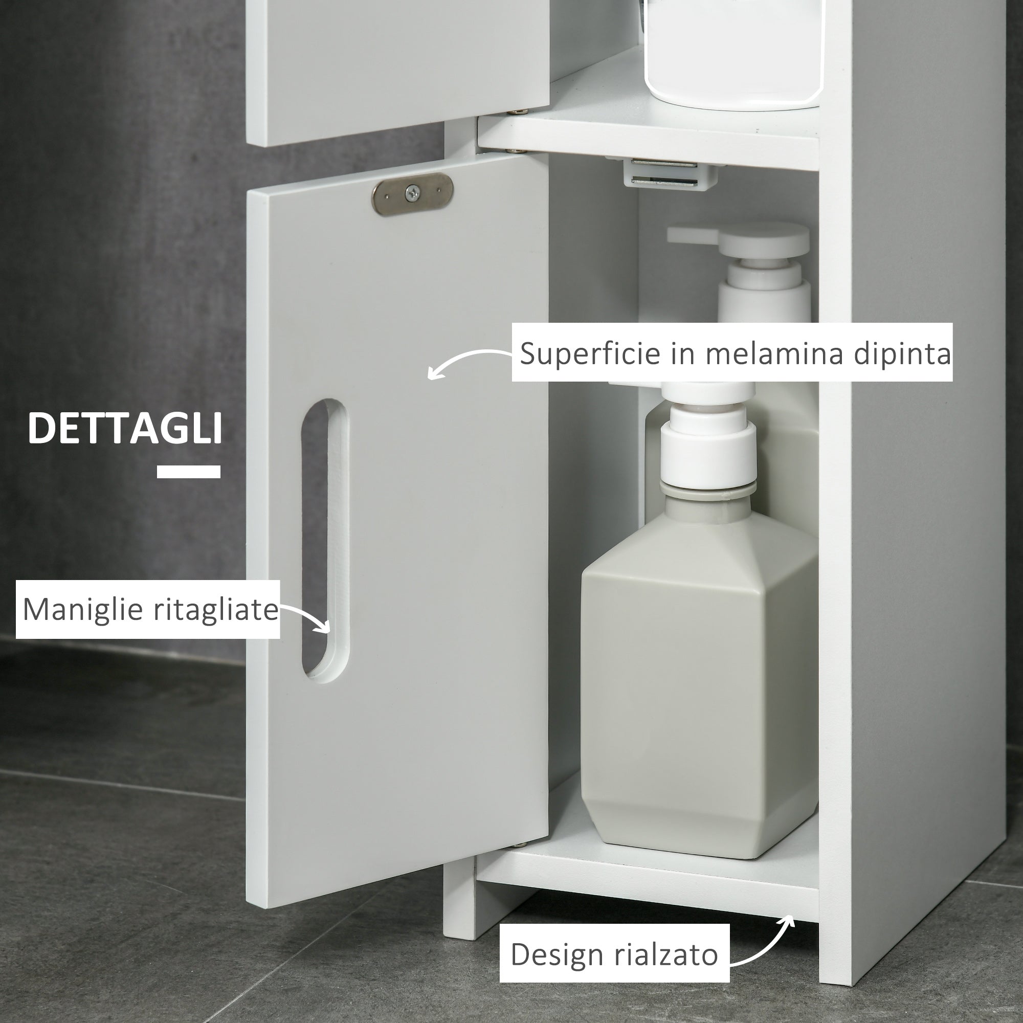 Easycomfort Colonna Bagno with Mensole e Armadietti, Mobile Alto Salvaspazio in Legno 15x17x120cm, white