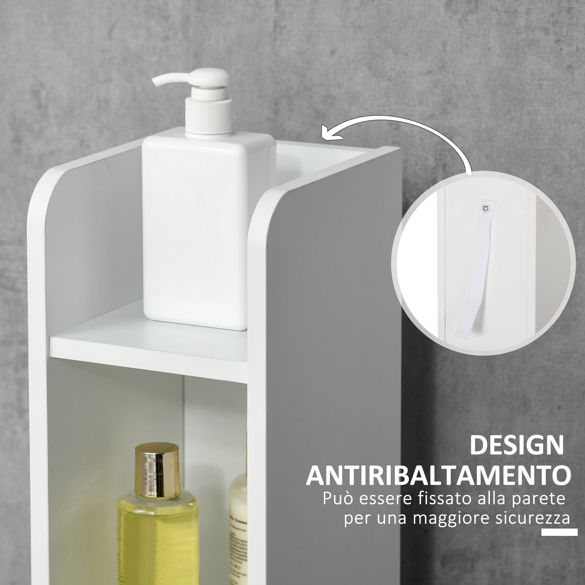 Easycomfort Colonna Bagno with Mensole e Armadietti, Mobile Alto Salvaspazio in Legno 15x17x120cm, white