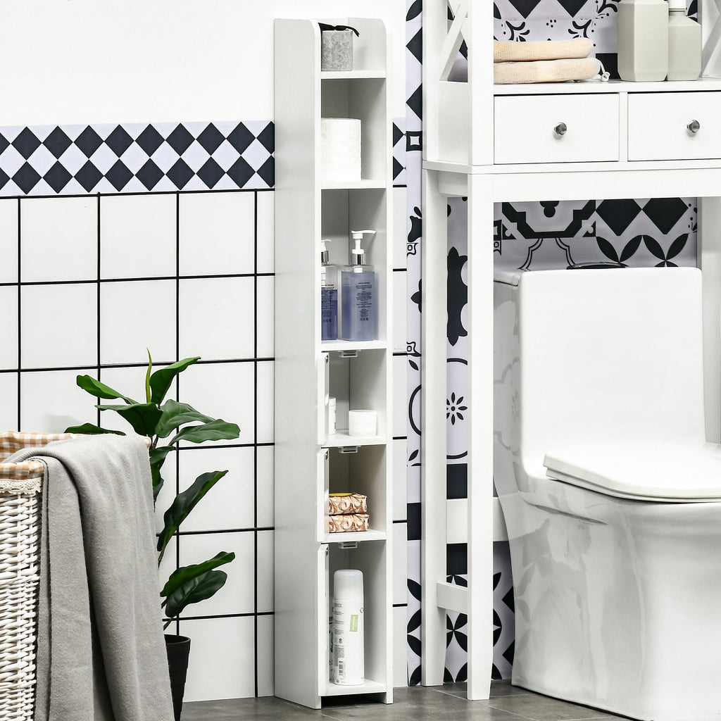 Easycomfort Colonna Bagno with Mensole e Armadietti, Mobile Alto Salvaspazio in Legno 15x17x120cm, white