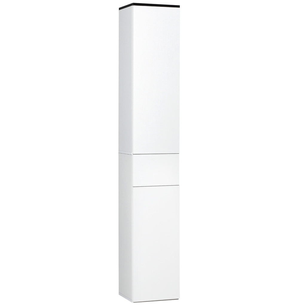 Easycomfort Mobile Bagno with Ripiano Regolabile, 2 Ripiani Chiusi e un Cassetto in Legno, 30x28x180 cm, white