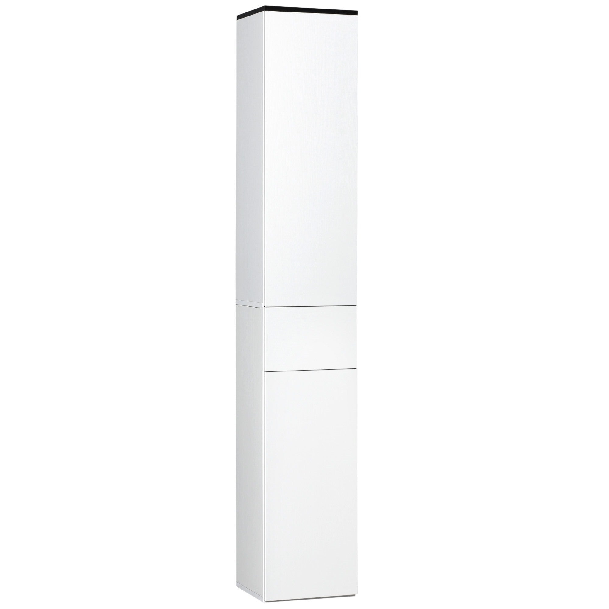 Easycomfort Mobile Bagno with Ripiano Regolabile, 2 Ripiani Chiusi e un Cassetto in Legno, 30x28x180 cm, white