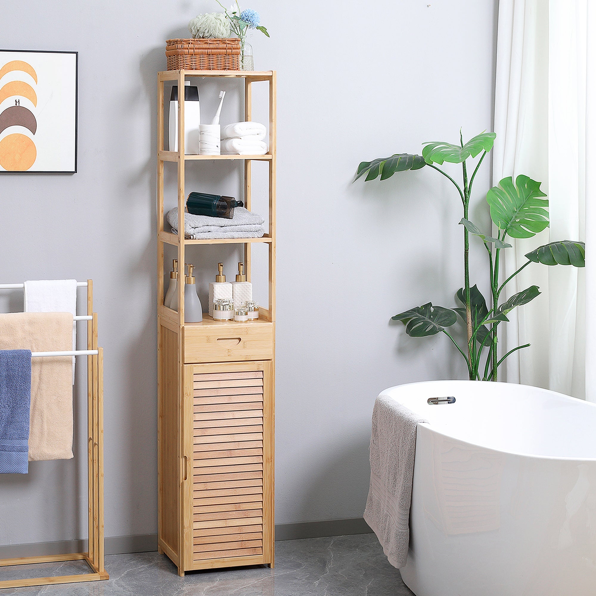 EasyComfort bamboe badkamerkast 32x30x163 cm