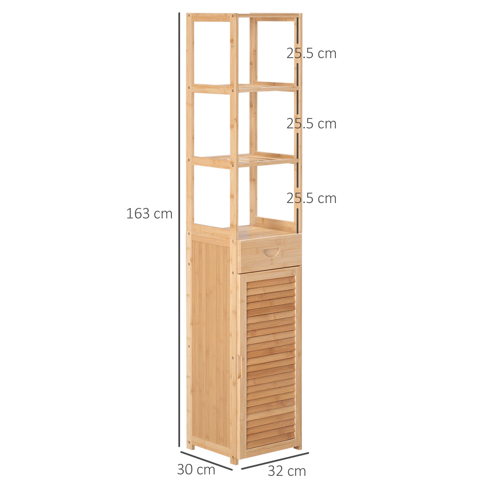 EasyComfort bamboe badkamerkast 32x30x163 cm