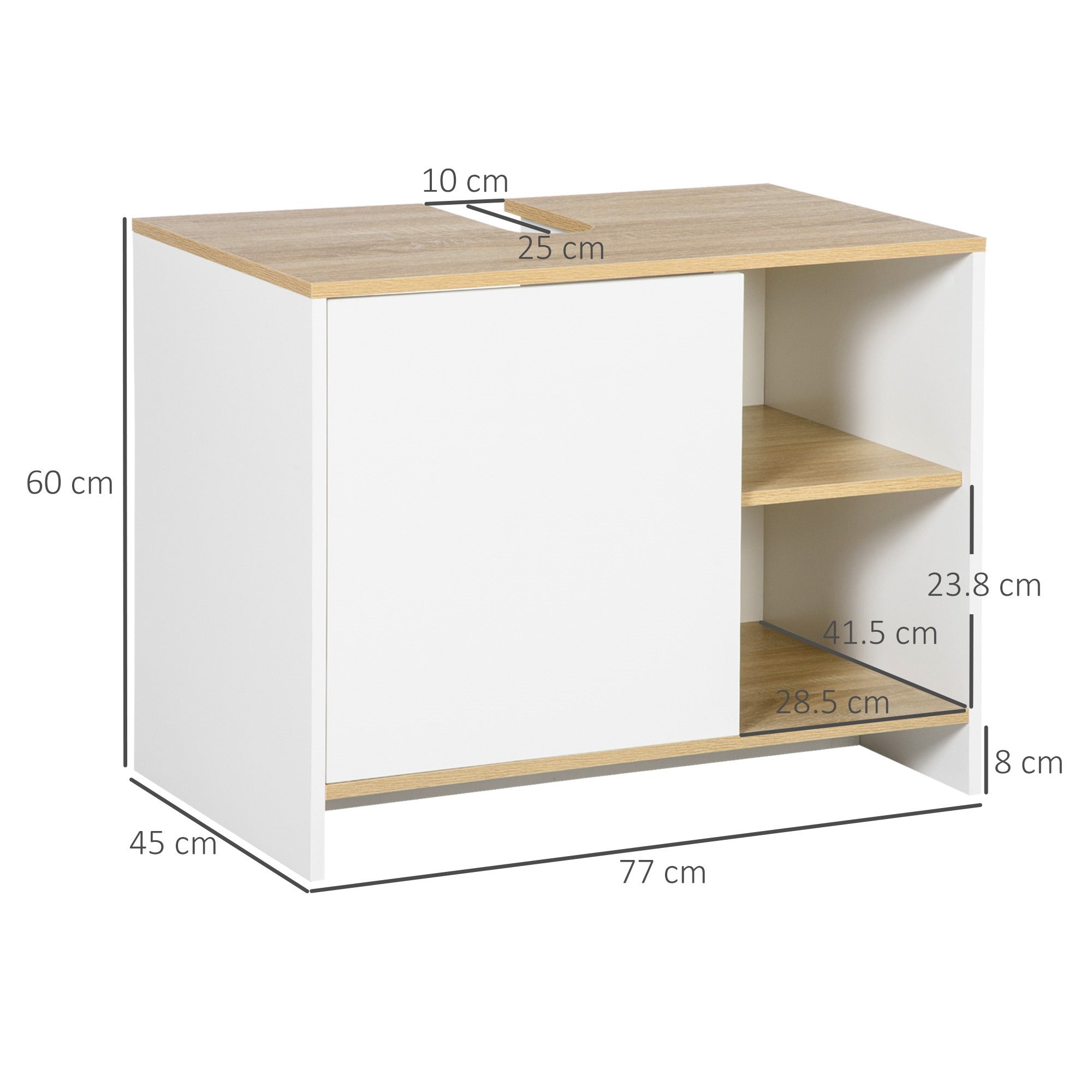 EasyComfort onderkast voor wastafel 77 x 45 x 60 cm - wit/houtkleur