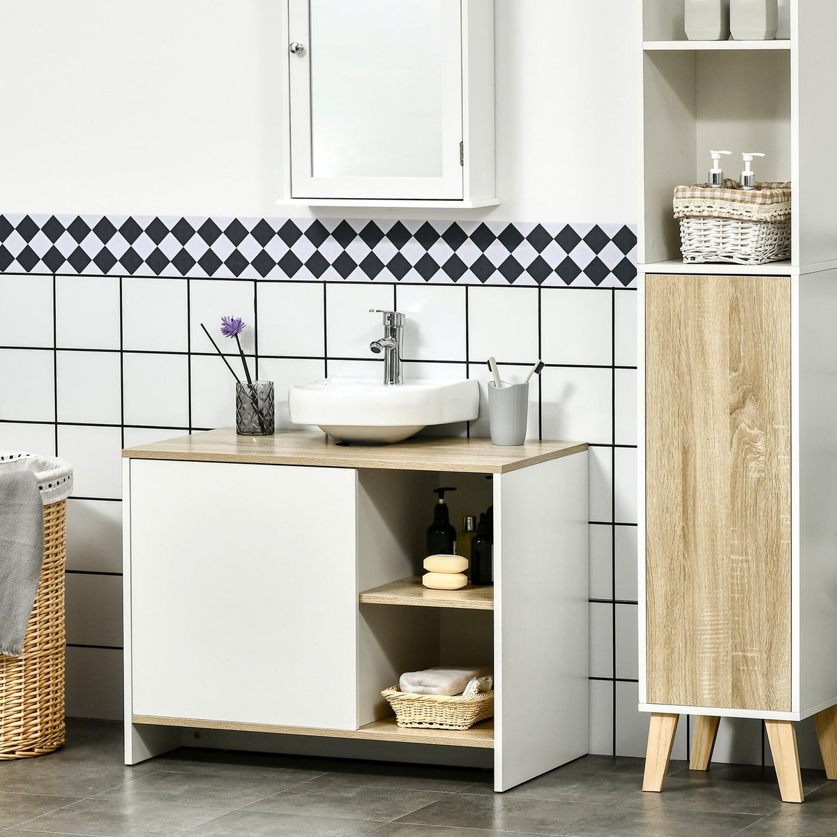 EasyComfort onderkast voor wastafel 77 x 45 x 60 cm - wit/houtkleur