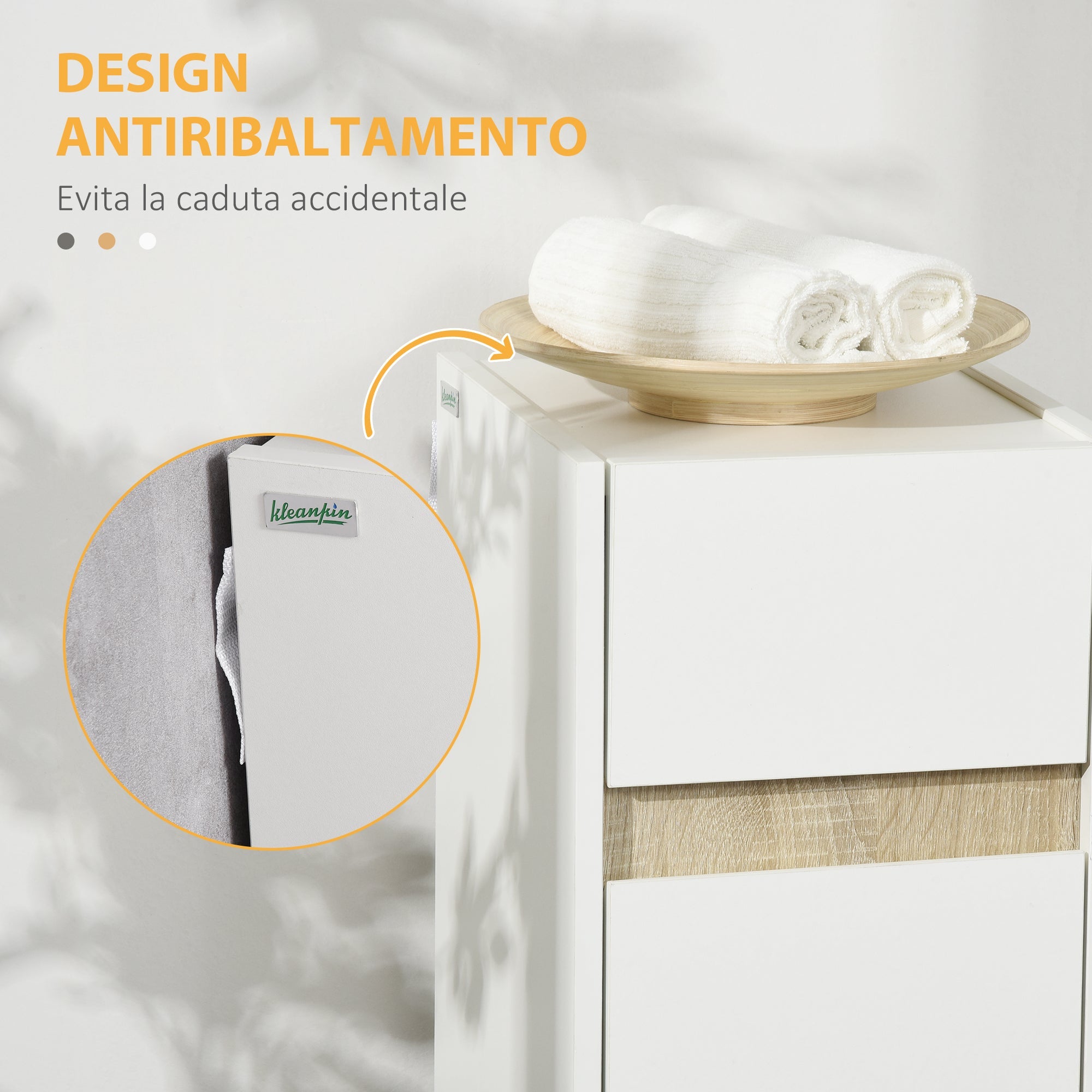 Easycomfort Mobiletto Bagno with Cassetto e Armadietto with Mensola Regolabile in Legno 30x33x88cm, white