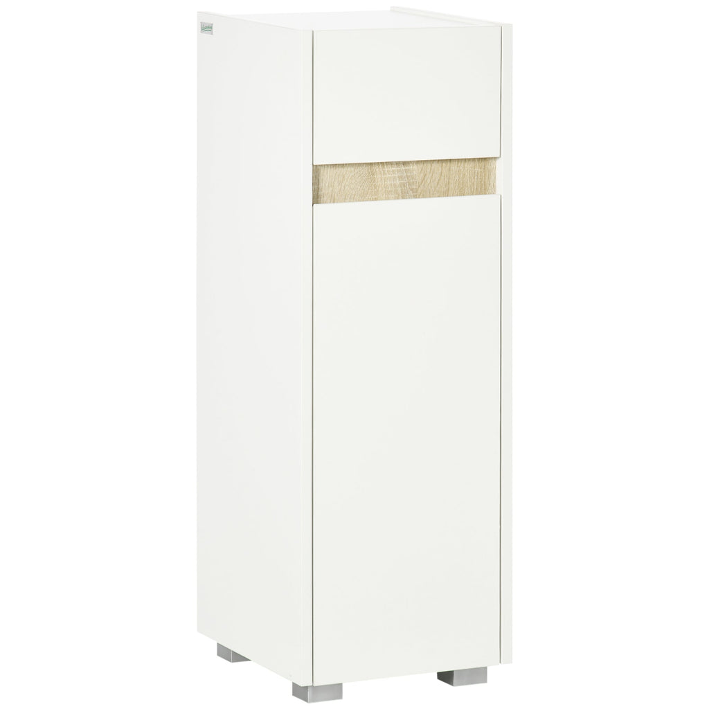 Easycomfort Mobiletto Bagno with Cassetto e Armadietto with Mensola Regolabile in Legno 30x33x88cm, white